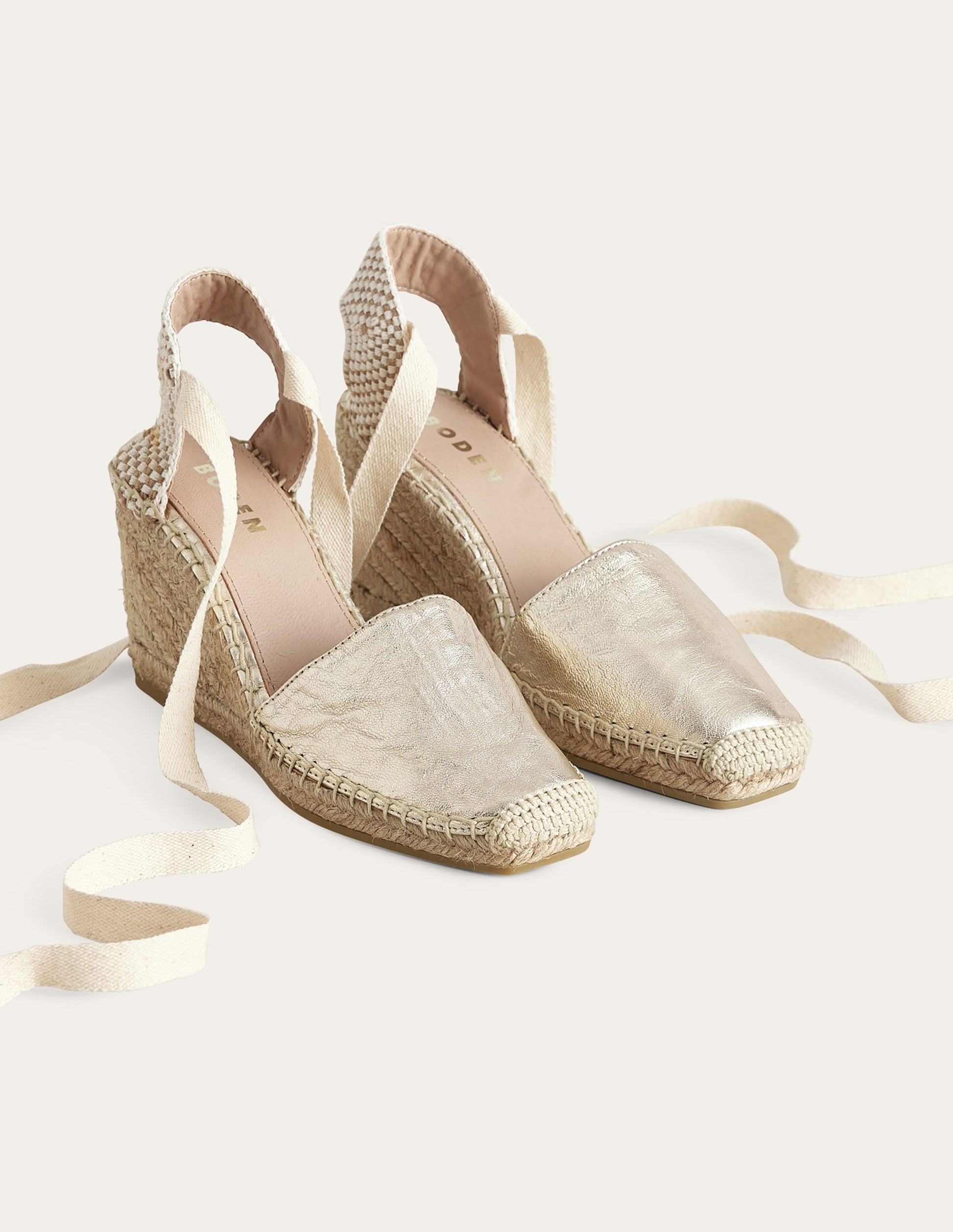 Esme Espadrille Wedges-Gold Metallic Leather-2