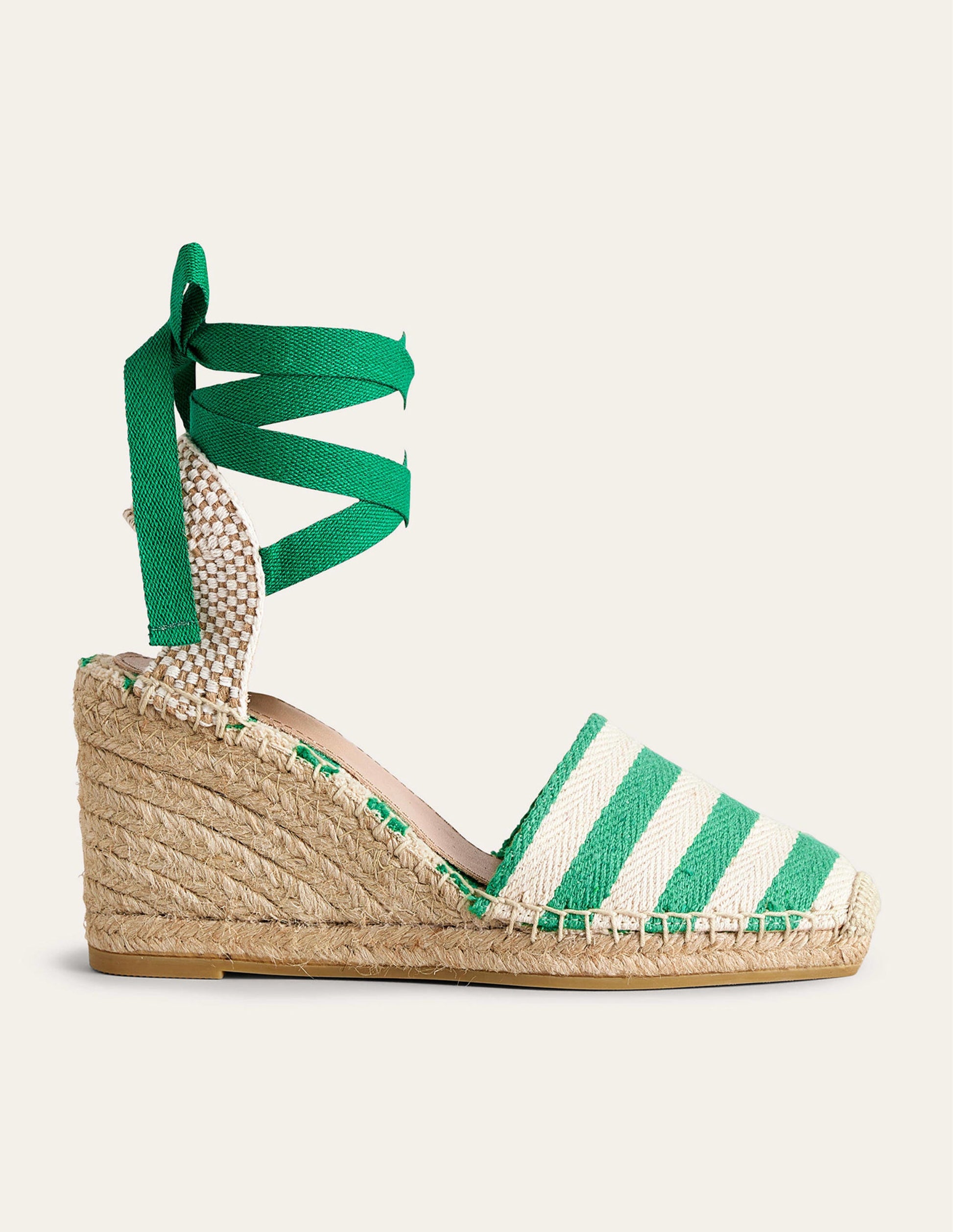 Esme Espadrille Wedges-Green Stripe-1