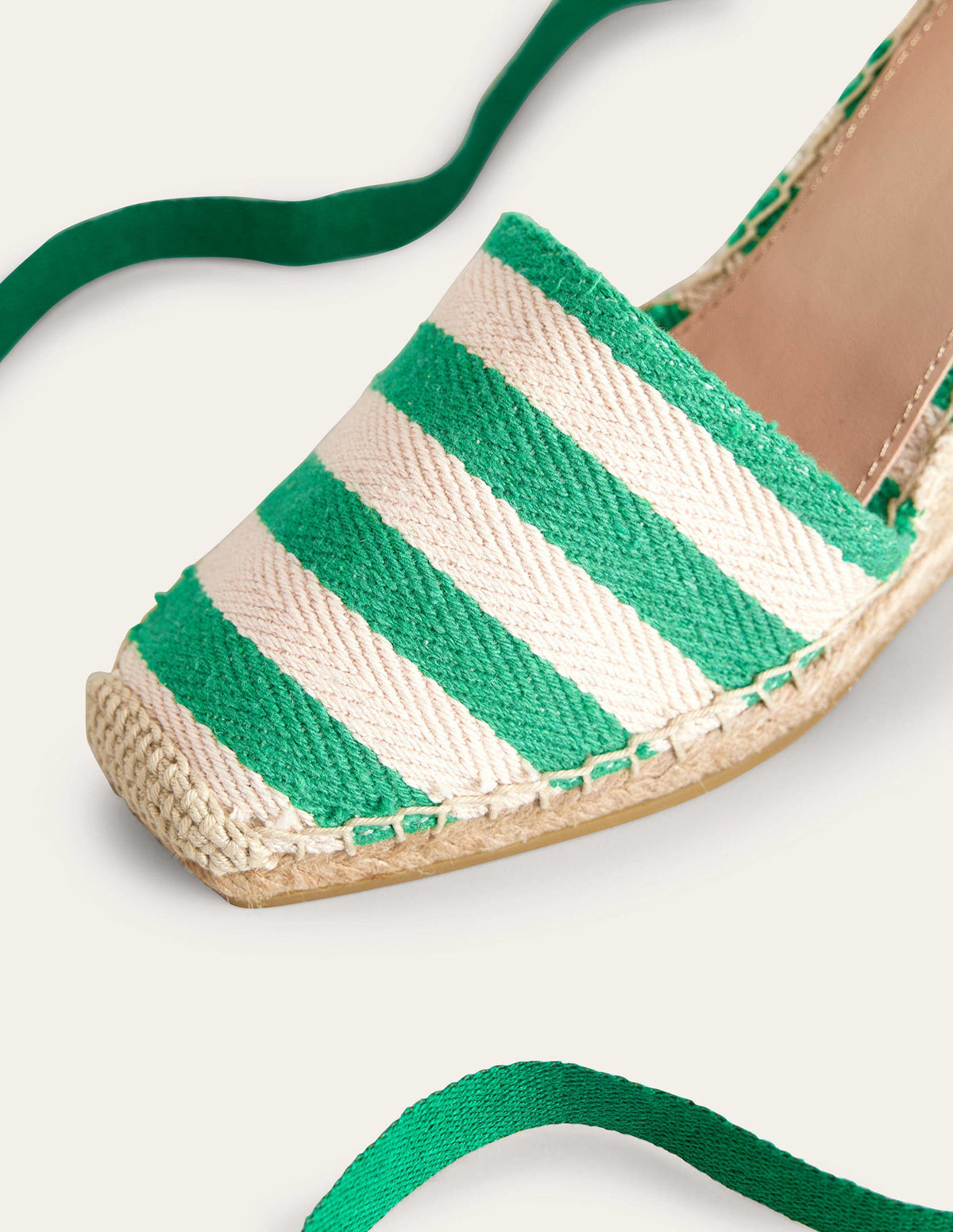 Esme Espadrille Wedges-Green Stripe - Image 3