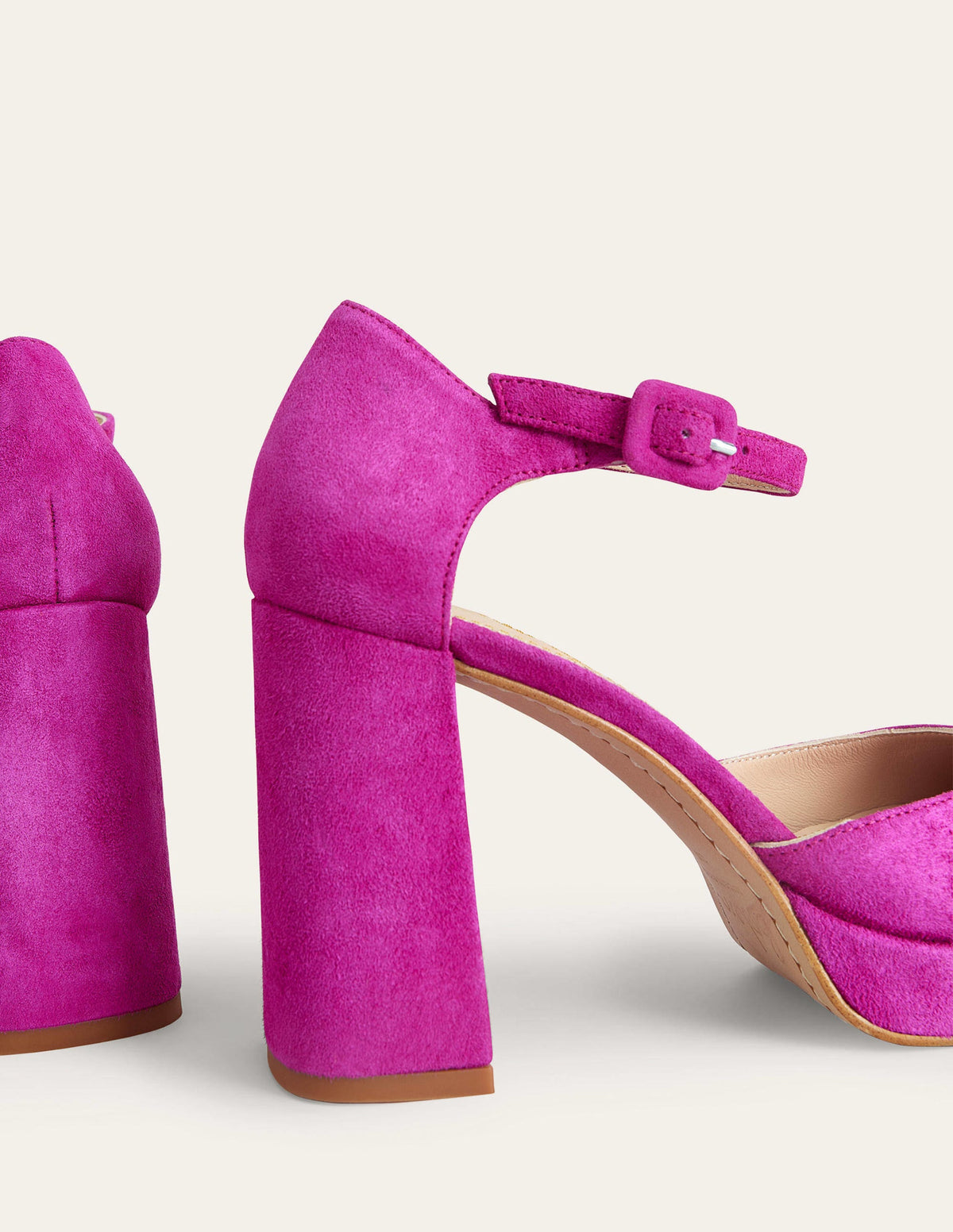Closed-Toe Heeled Platforms-Deep Rose Violet Suede - Image 3