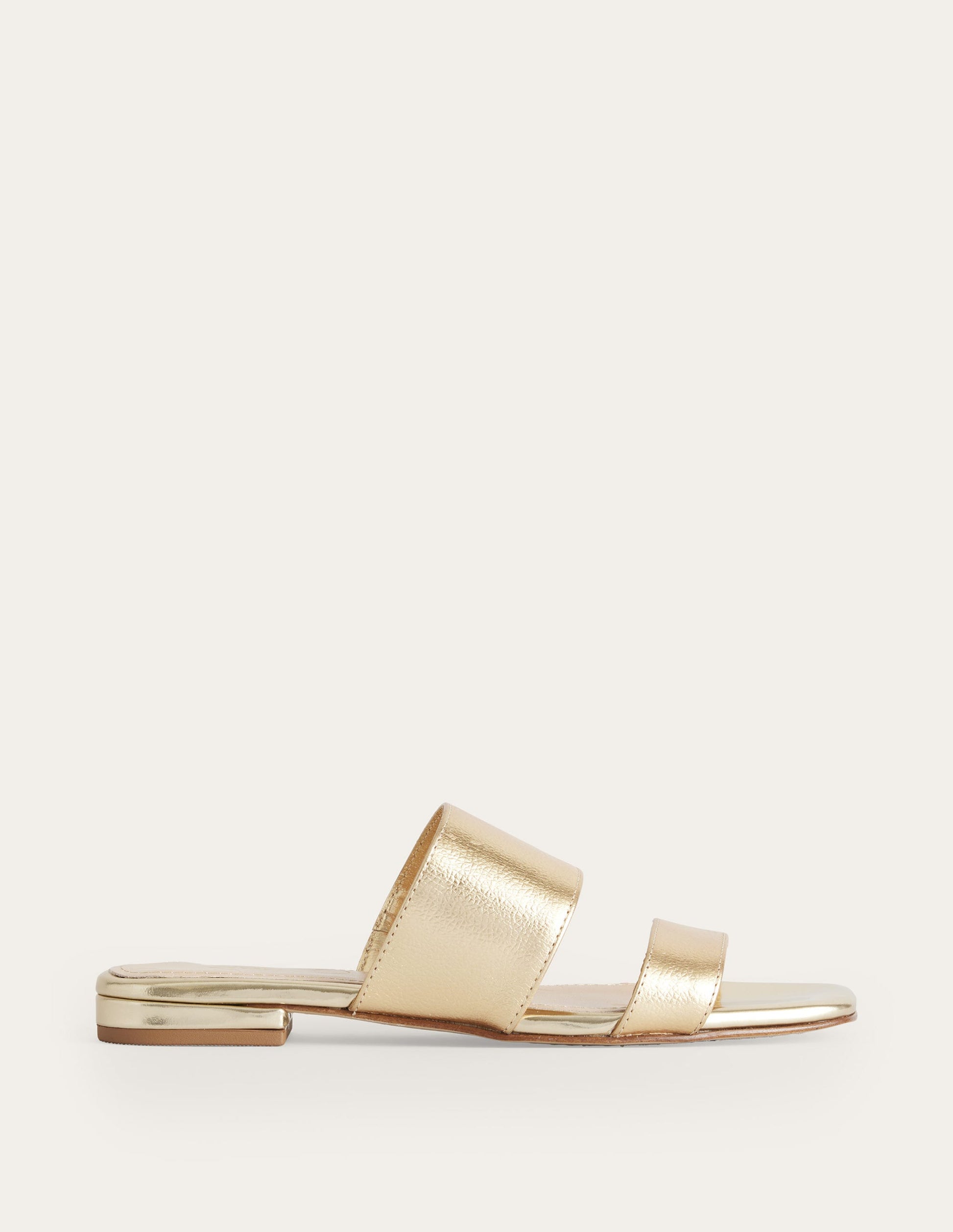 Two Strap Sandals-Gold Metallic Tumbled Leather-1