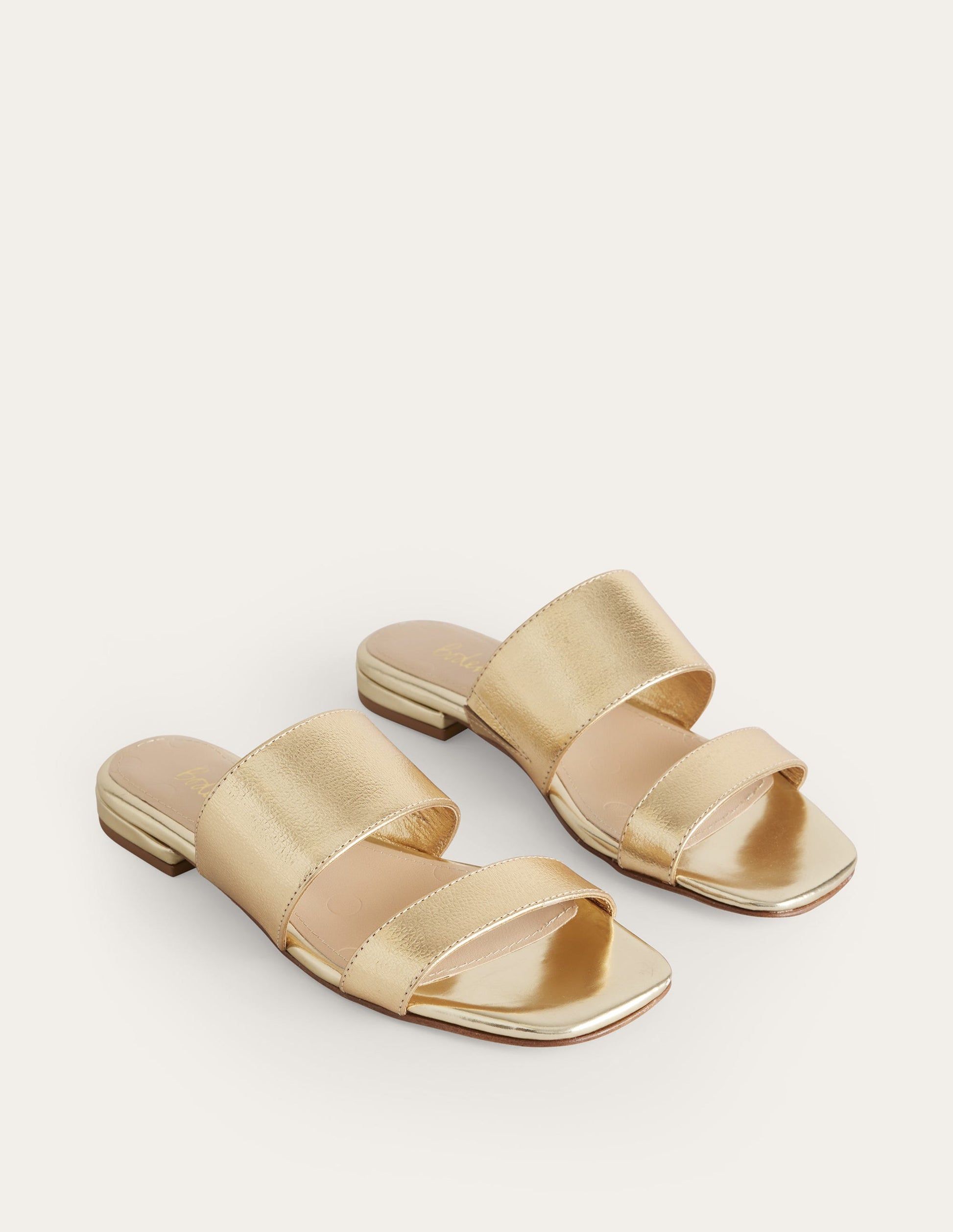 Two Strap Sandals-Gold Metallic Tumbled Leather-2