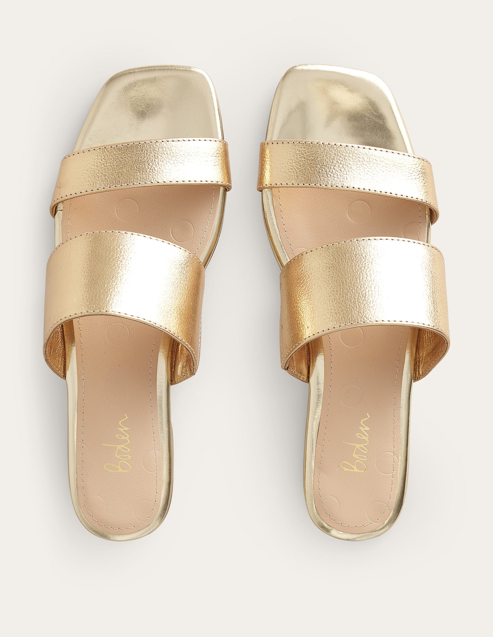 Two Strap Sandals-Gold Metallic Tumbled Leather-4