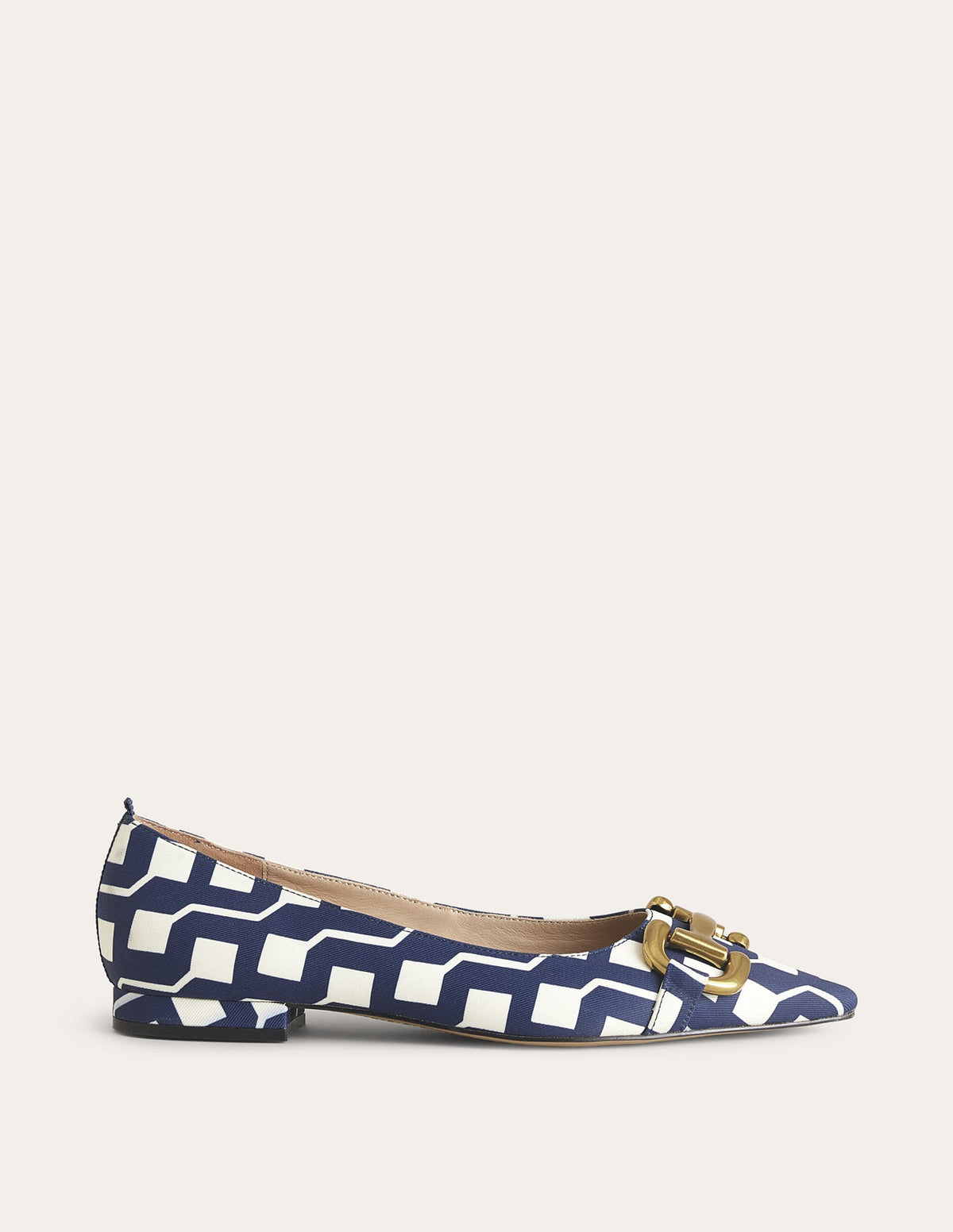 Snaffle Trim Ballet Flats-French Navy, Cube Geo - Image 1
