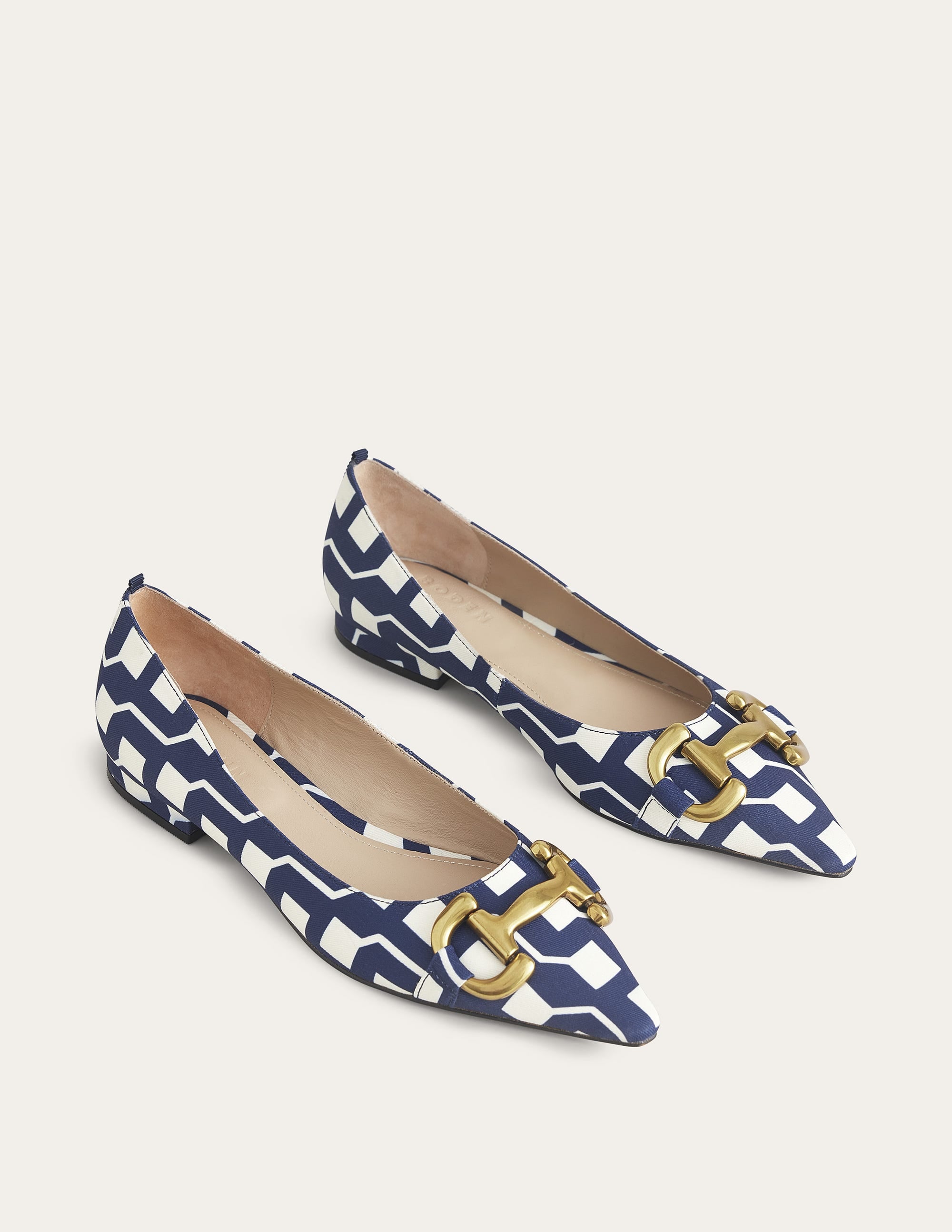 Snaffle Trim Ballet Flats-French Navy, Cube Geo - Image 2