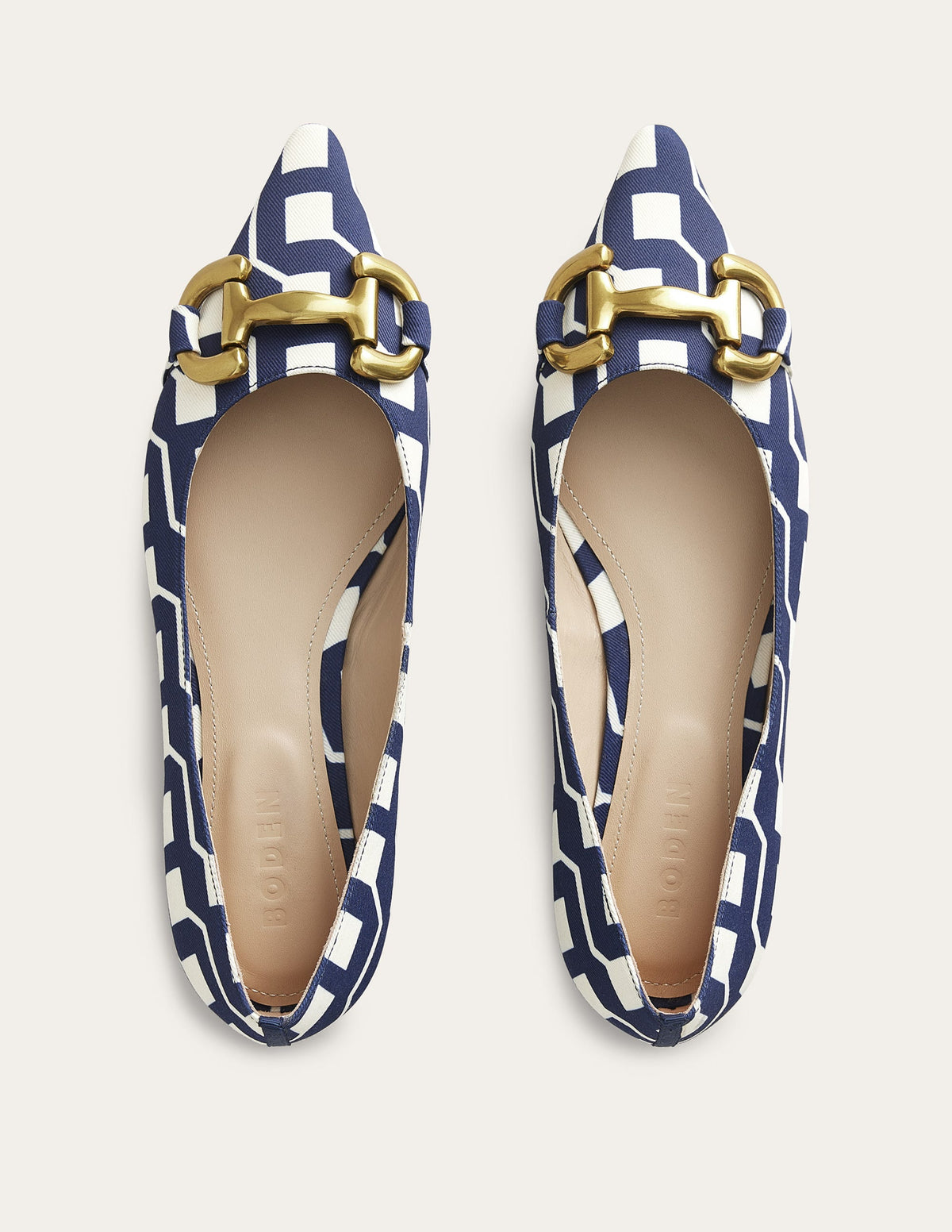 Snaffle Trim Ballet Flats-French Navy, Cube Geo - Image 4