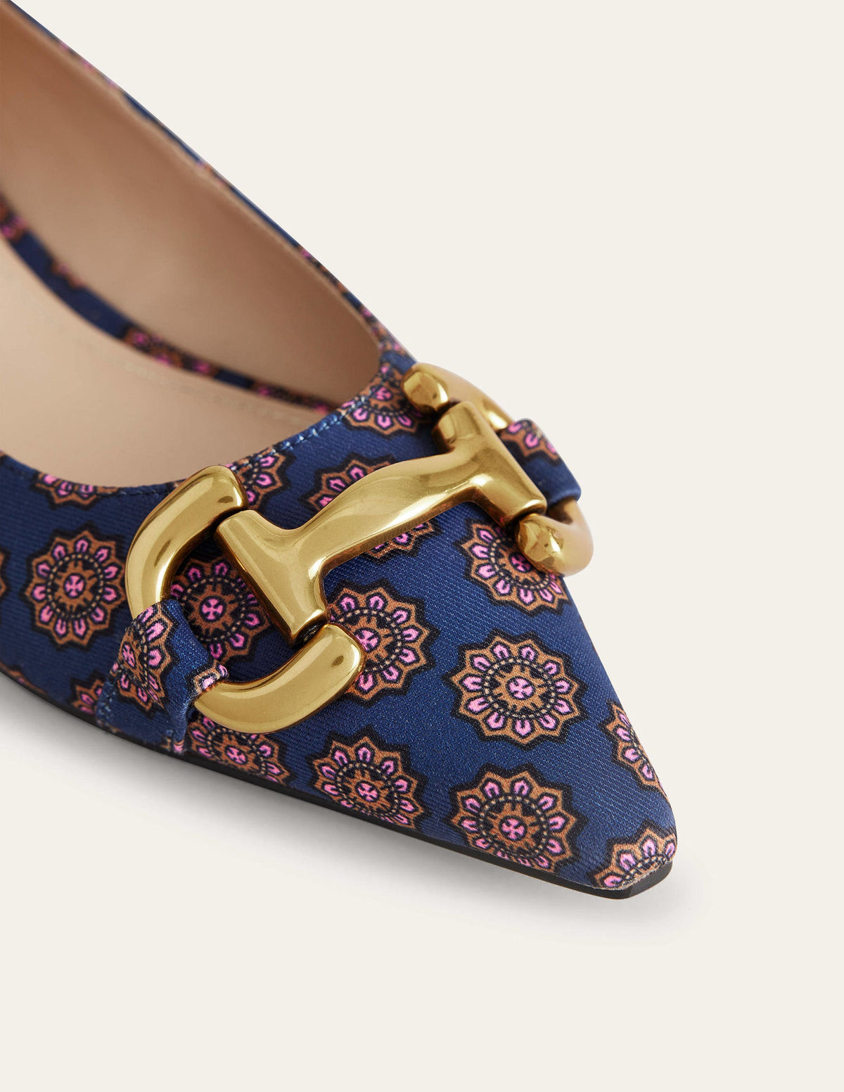 Snaffle Trim Ballet Flats-French Navy, Sunflower Geo - Image 3