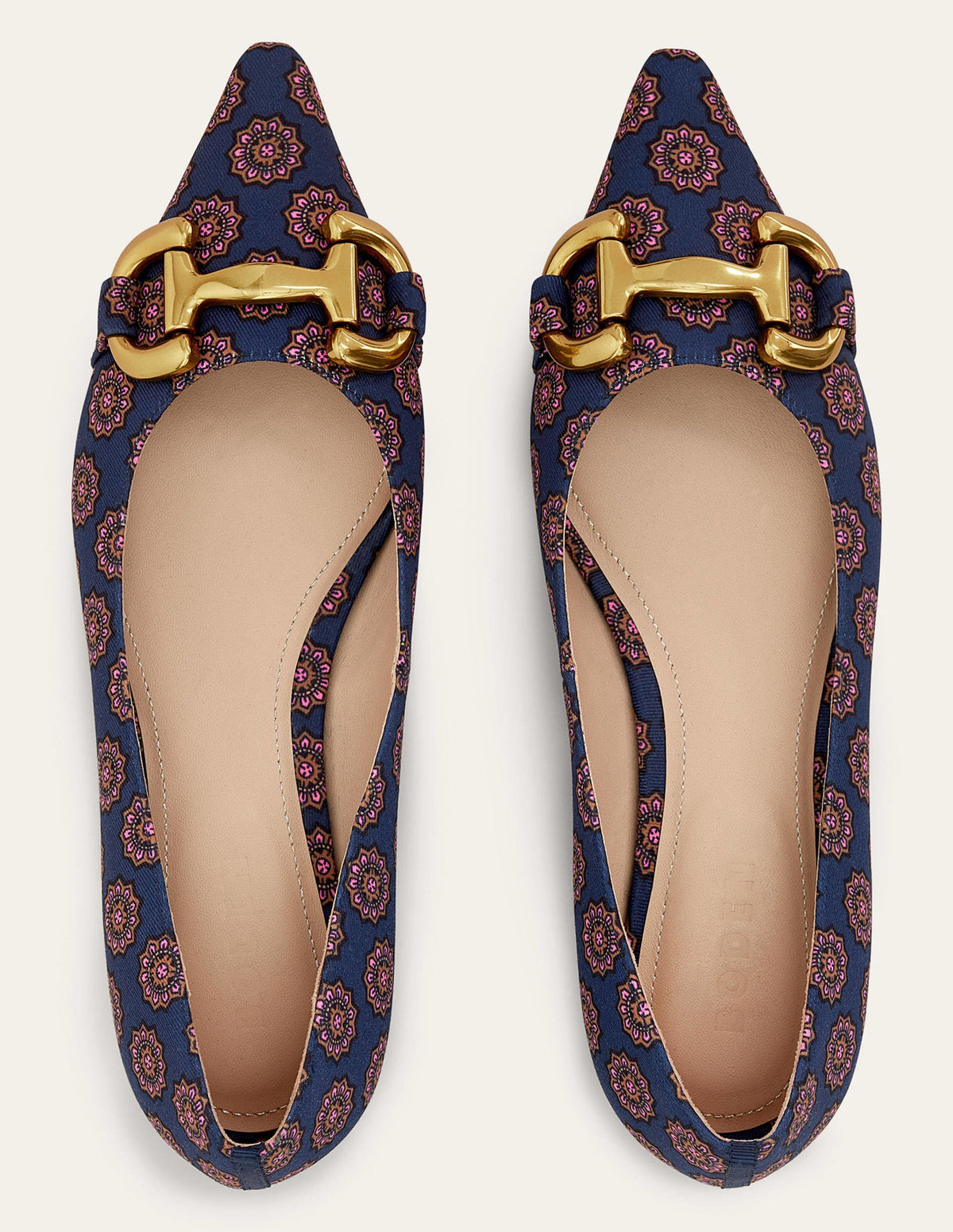 Snaffle Trim Ballet Flats-French Navy, Sunflower Geo - Image 4