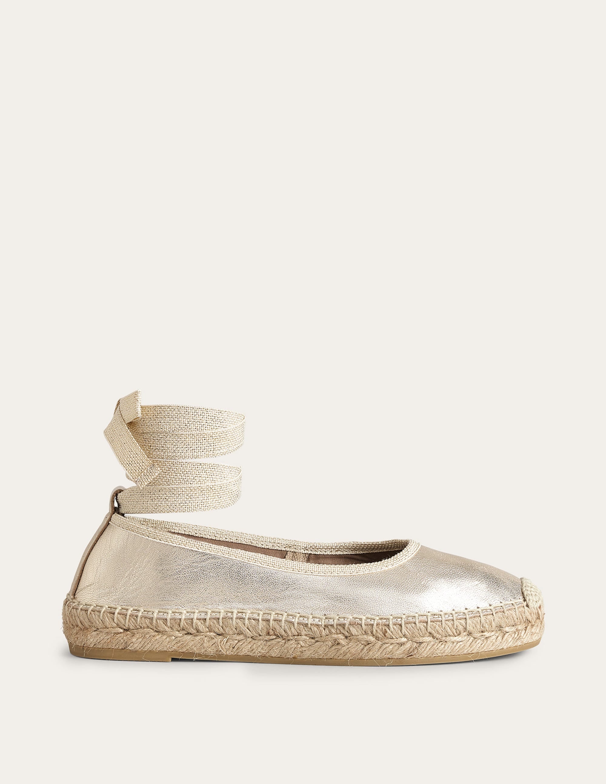 Ankle Tie Espadrilles-Gold Foil - Image 1
