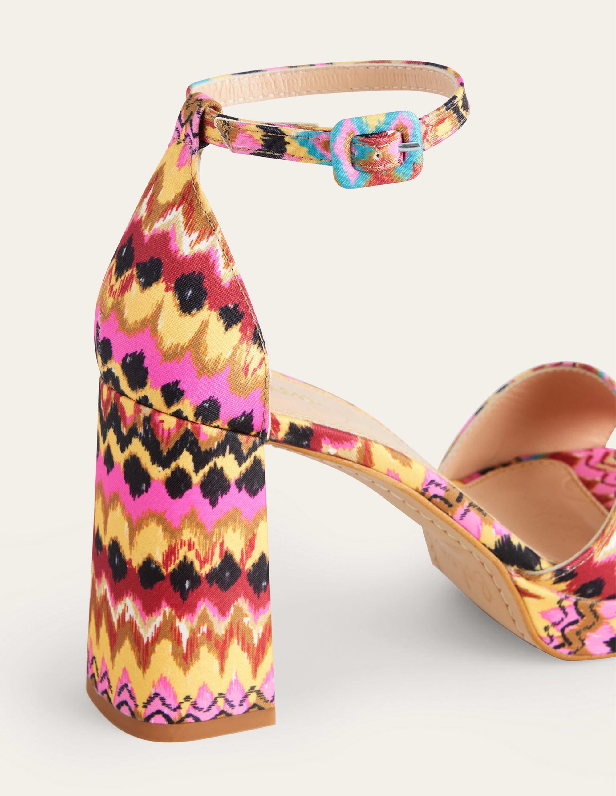Heeled Platform Sandals-Multi, Textured Ikat - Image 3
