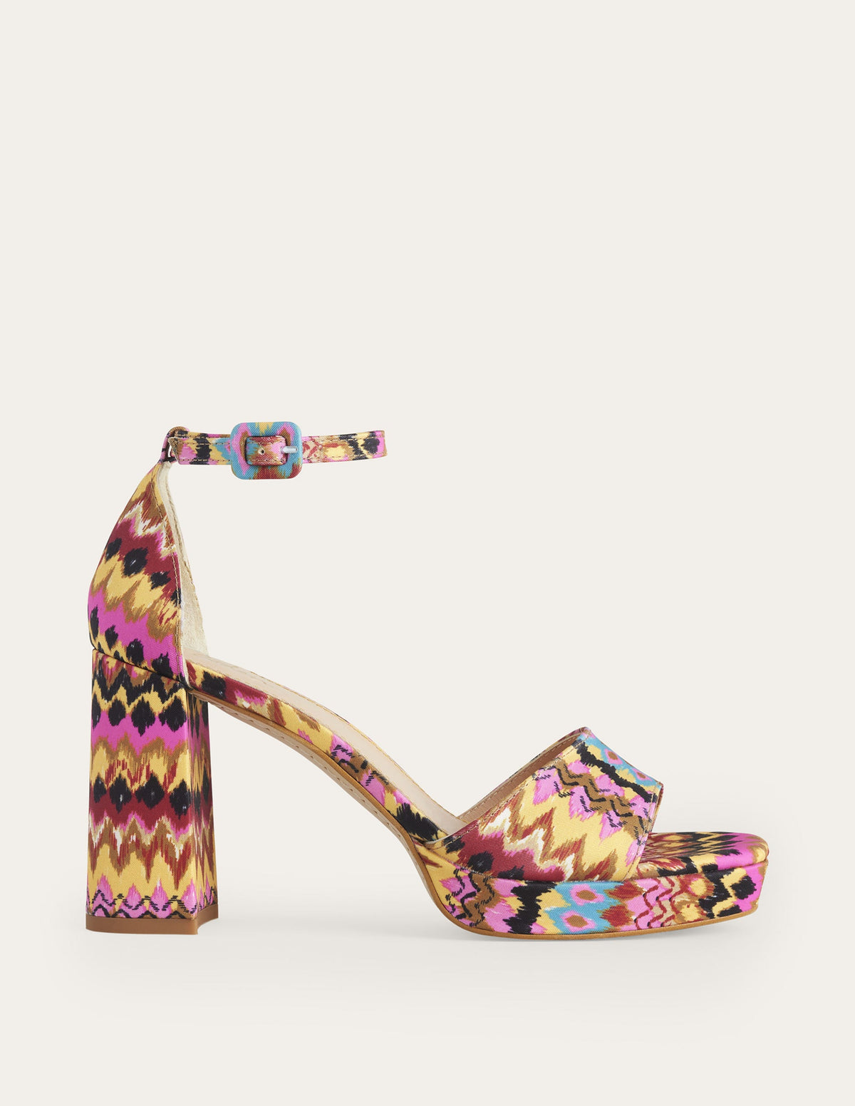 Heeled Platform Sandals-Multi, Textured Ikat - Image 1