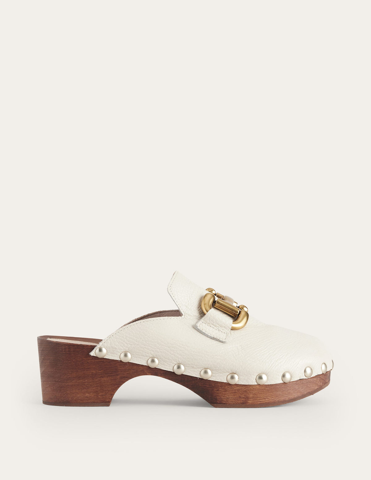 Iris Snaffle Heeled Clogs-Ecru - Image 2