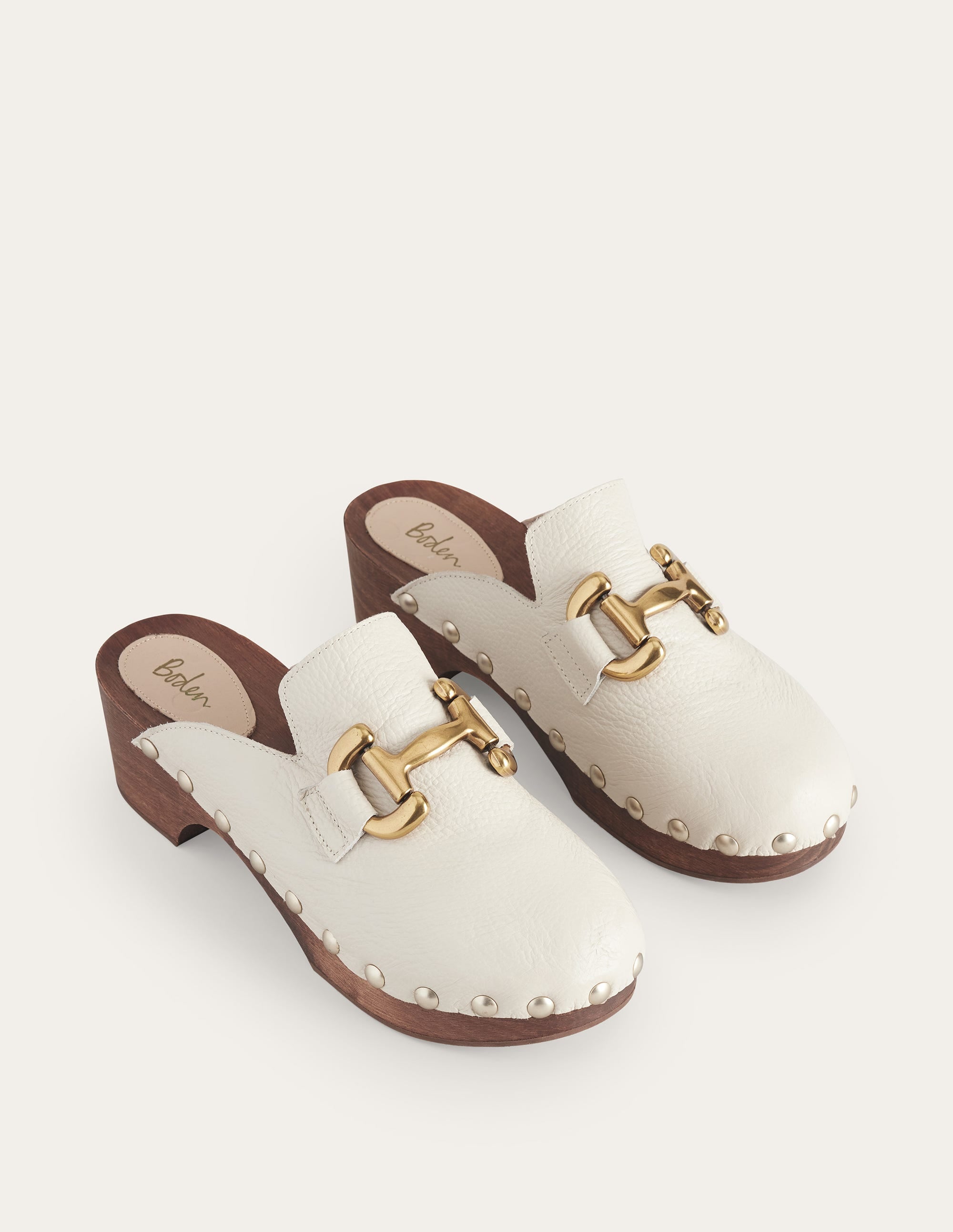 Iris Snaffle Heeled Clogs-Ecru - Image 3