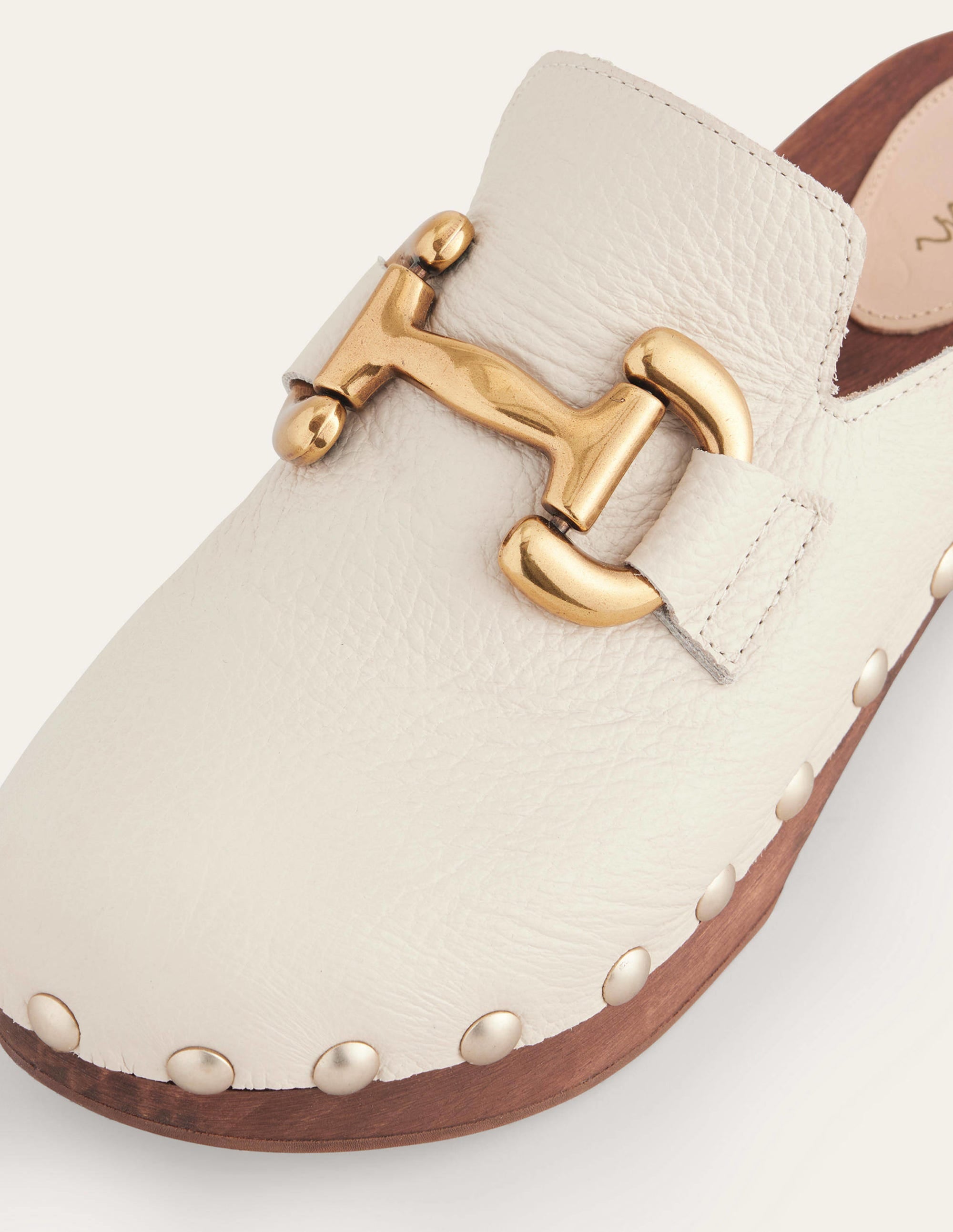Iris Snaffle Heeled Clogs-Ecru - Image 4