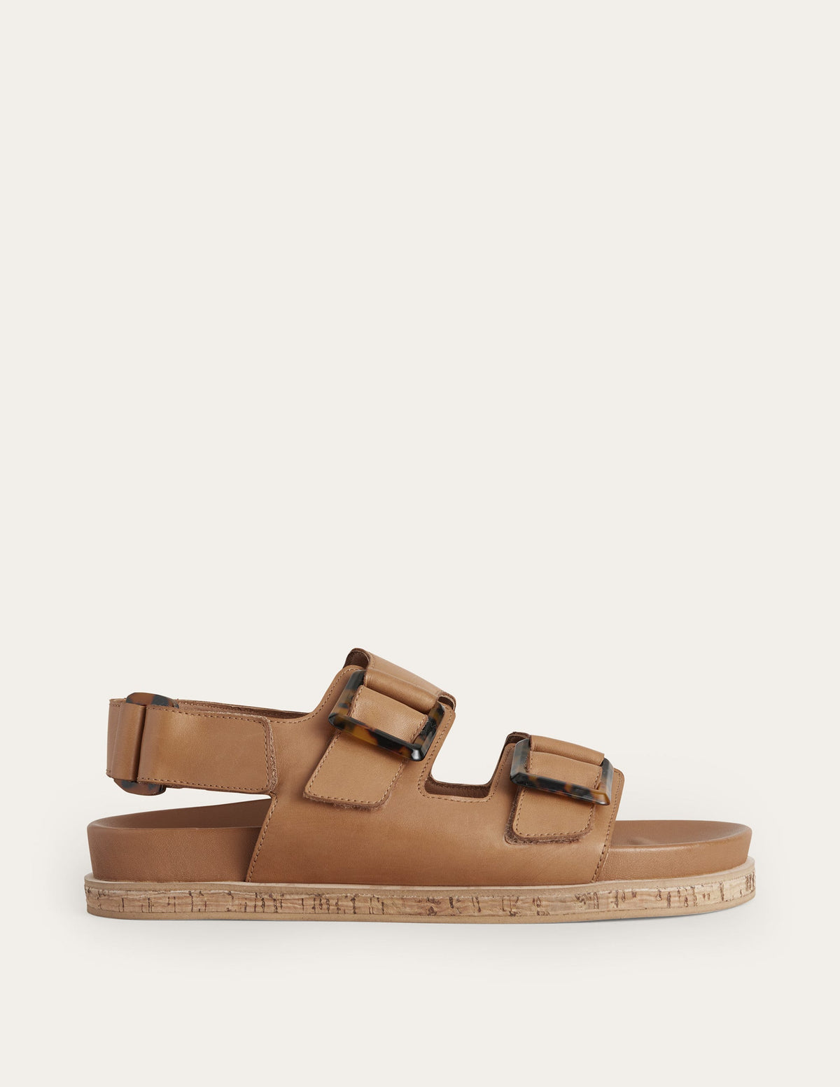 Chunky Flat Buckled Sandals-Golden Brown - Image 1