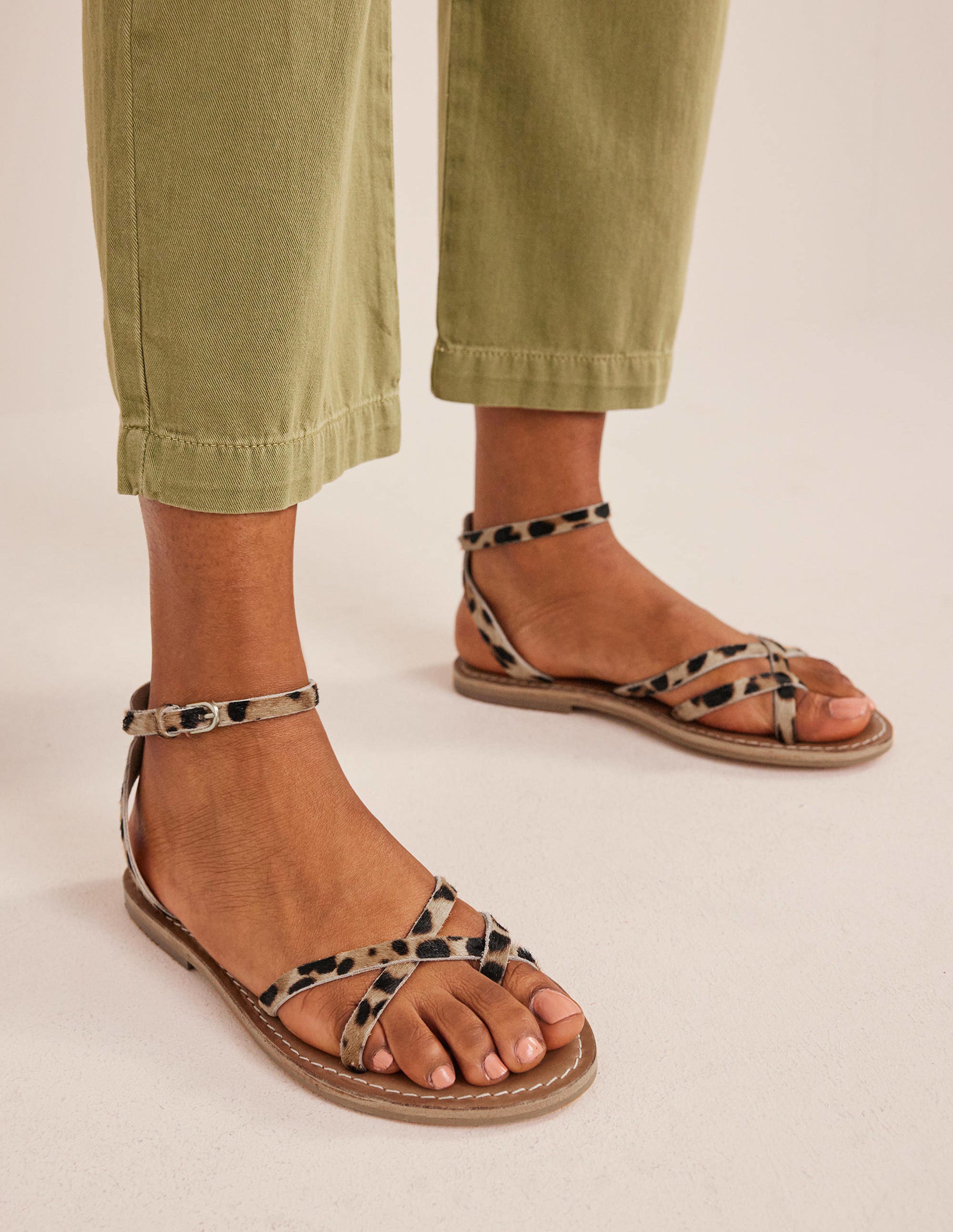 Easy Flat Sandals-Classic Leopard Pony Hair - Image 1