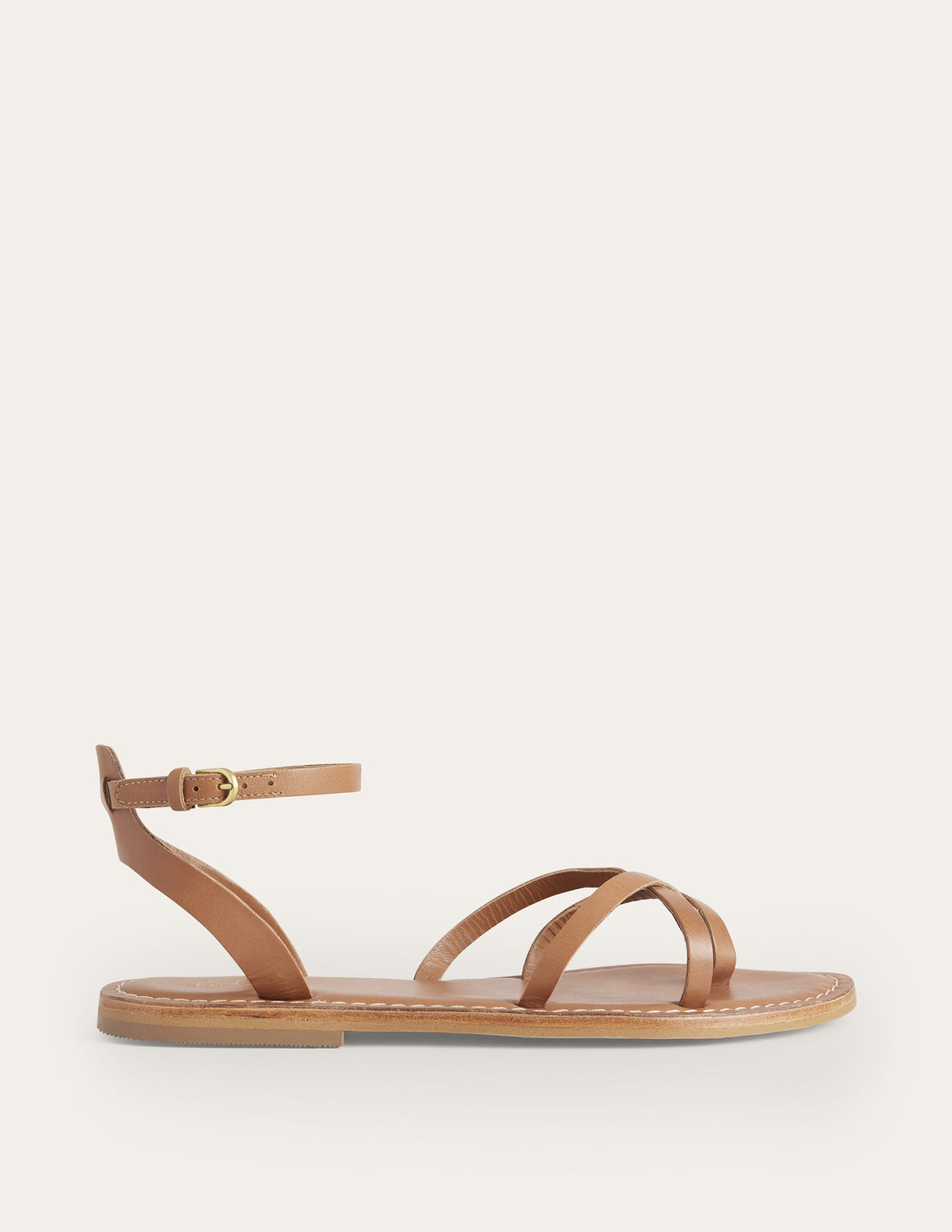 Easy Flat Sandals-Tan Leather - Image 1