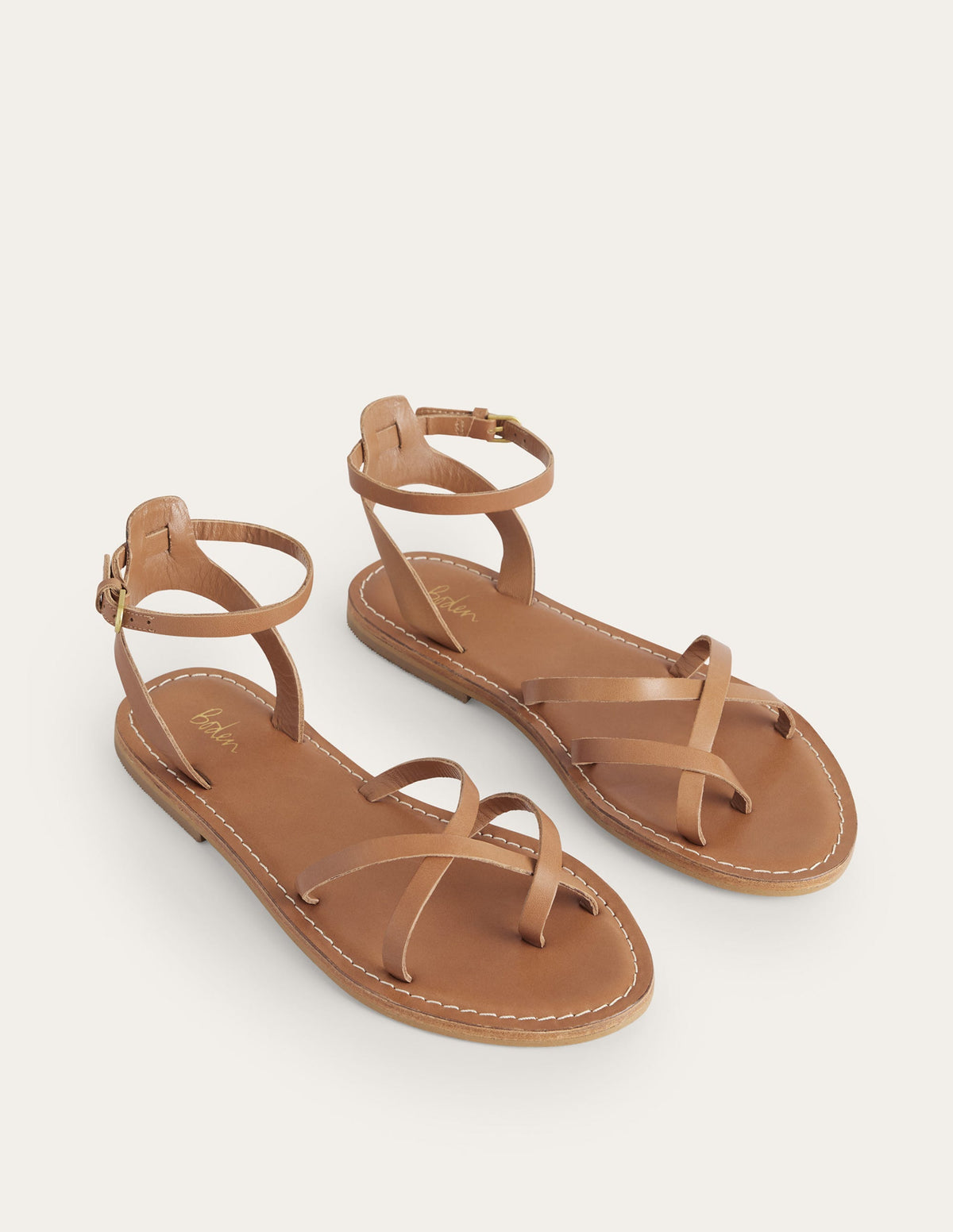 Easy Flat Sandals-Tan Leather - Image 2