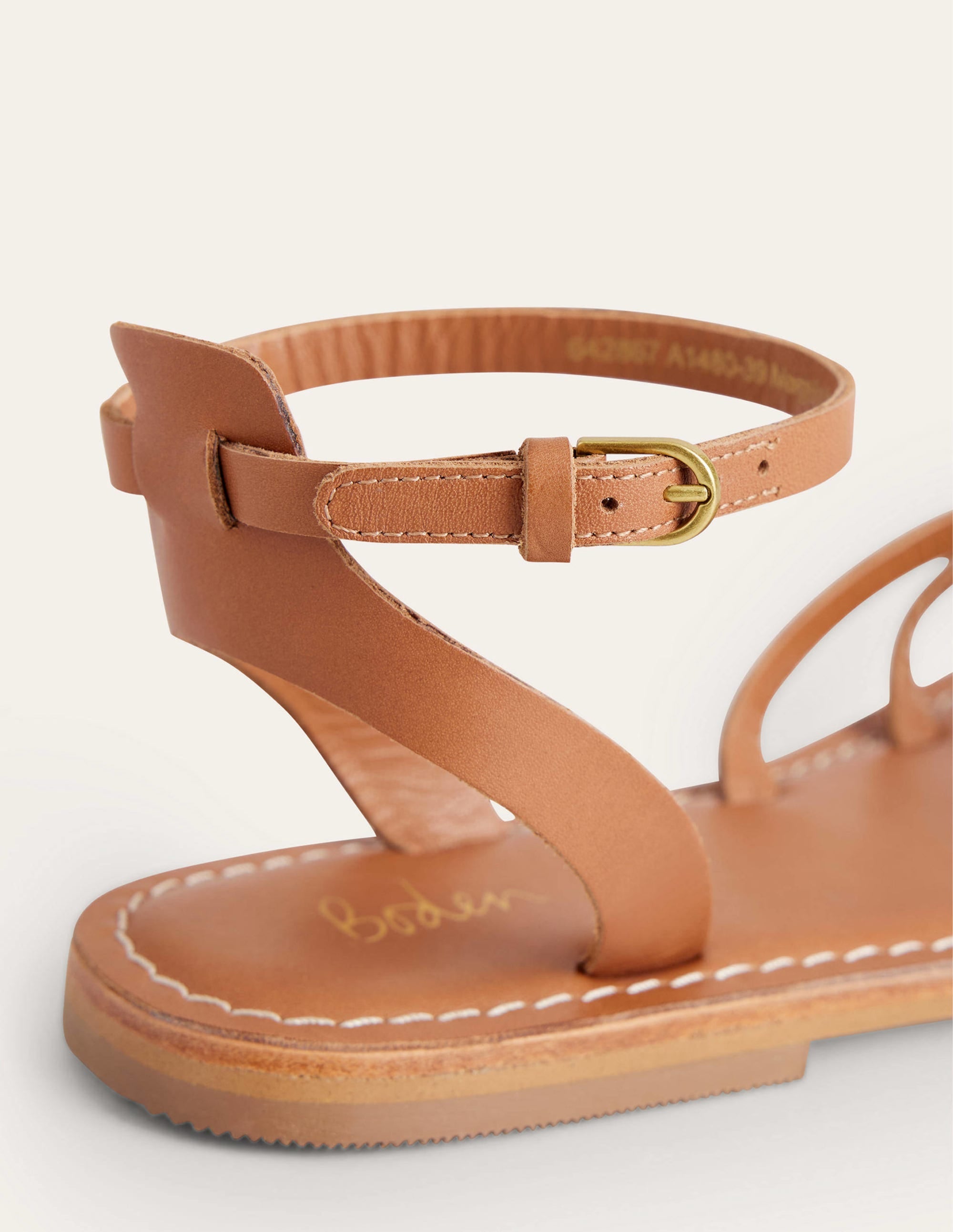 Easy Flat Sandals-Tan Leather - Image 3
