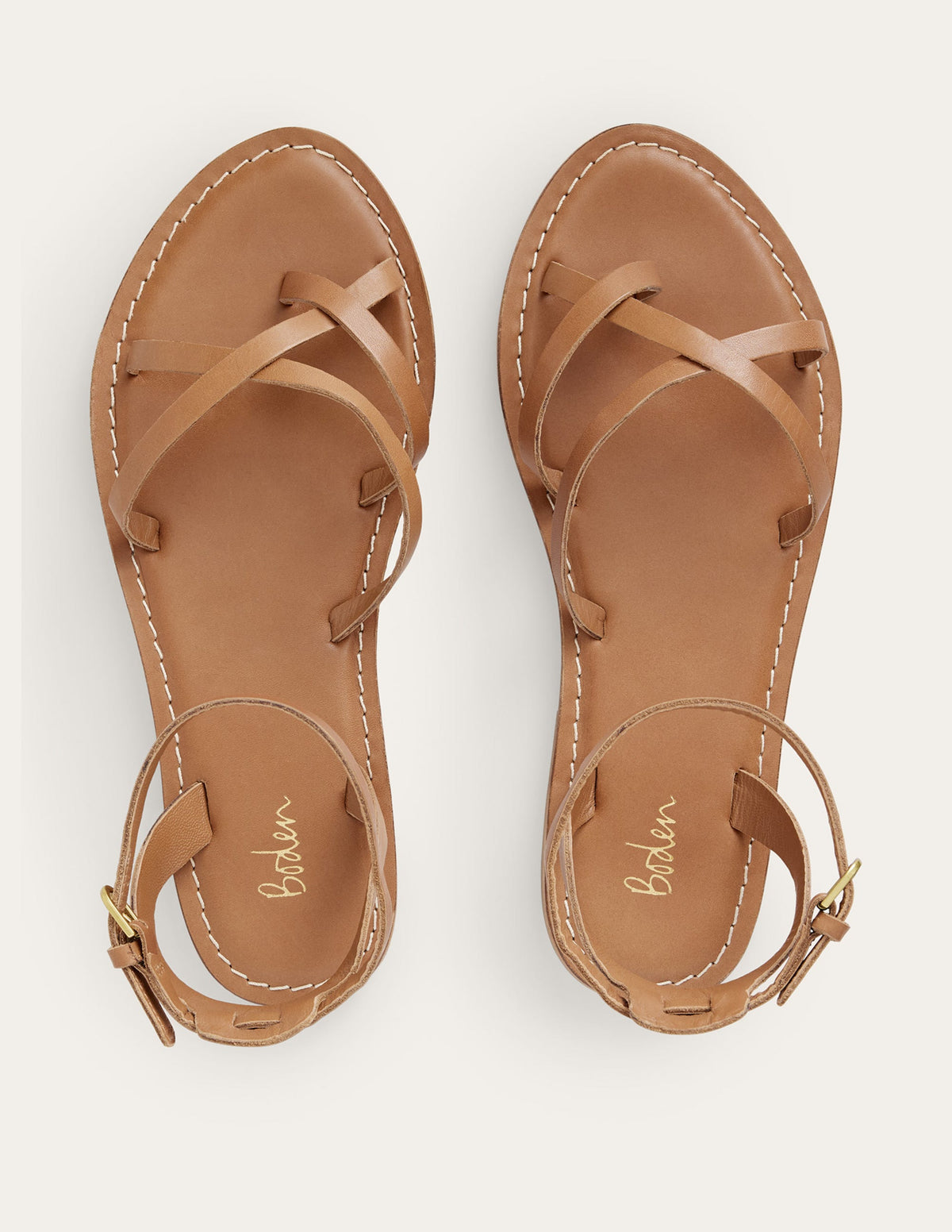 Easy Flat Sandals-Tan Leather - Image 4