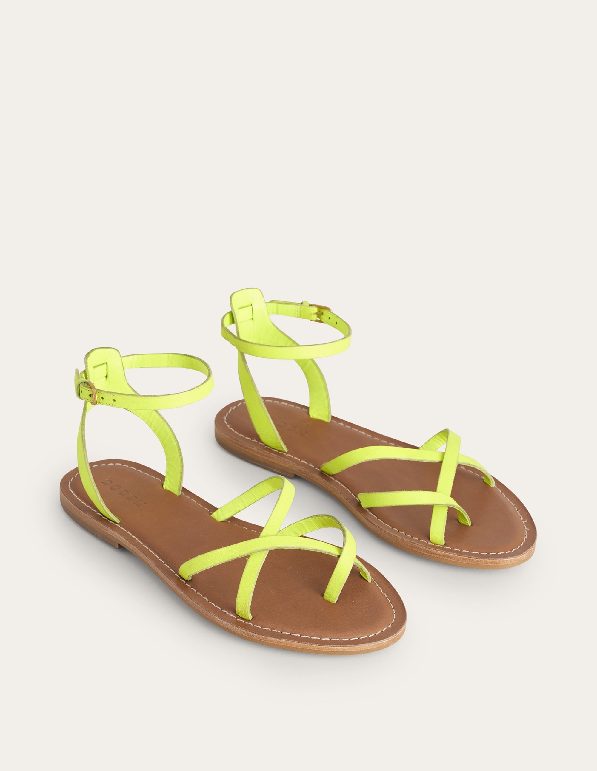 Easy Flat Sandals-Citrus Box Leather - Image 3