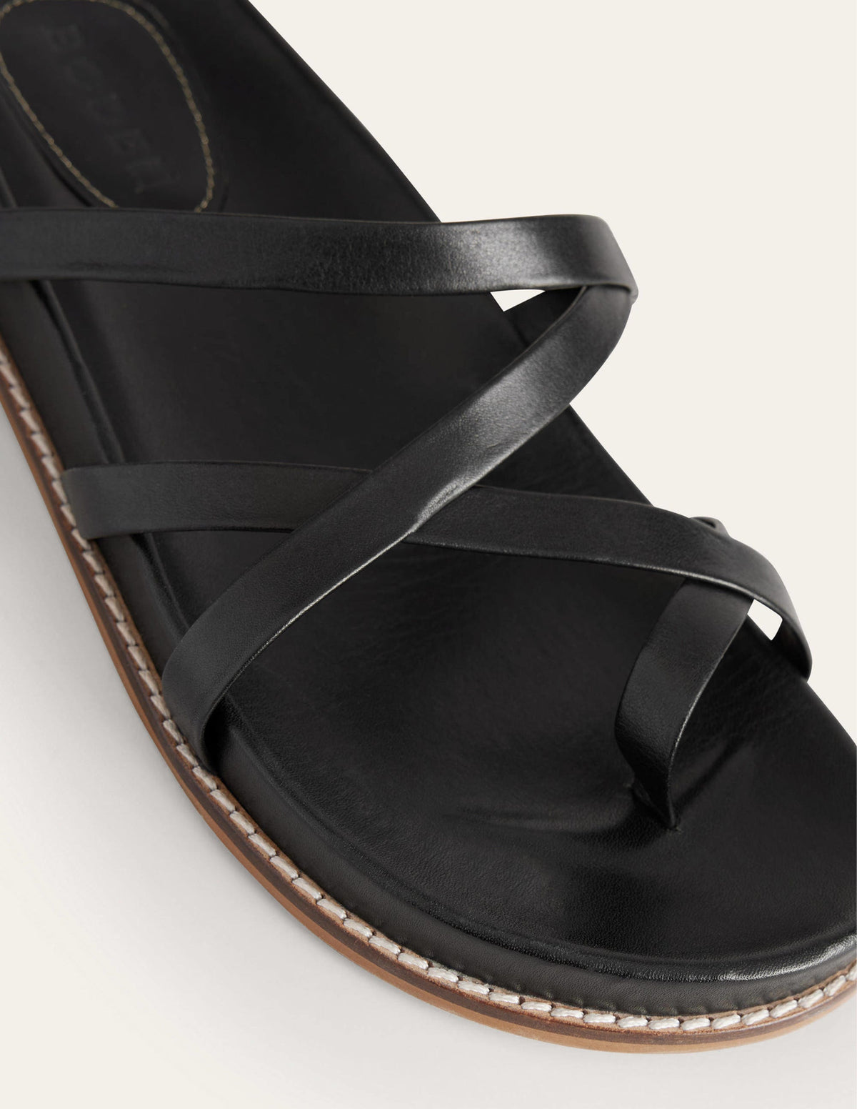 Multi Strap Flat Sandals-Black Leather - Image 3