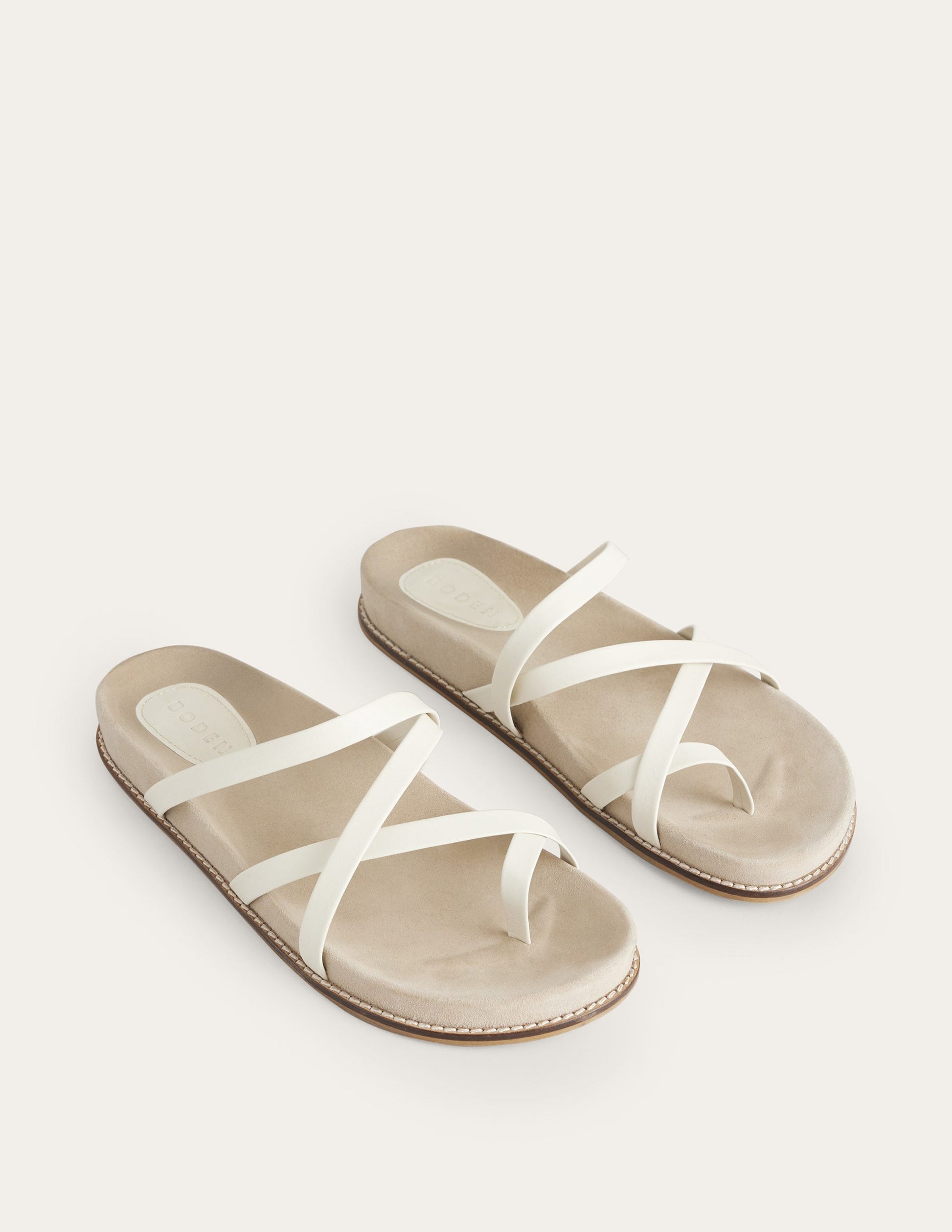 Multi Strap Flat Sandals-Ecru Leather-2