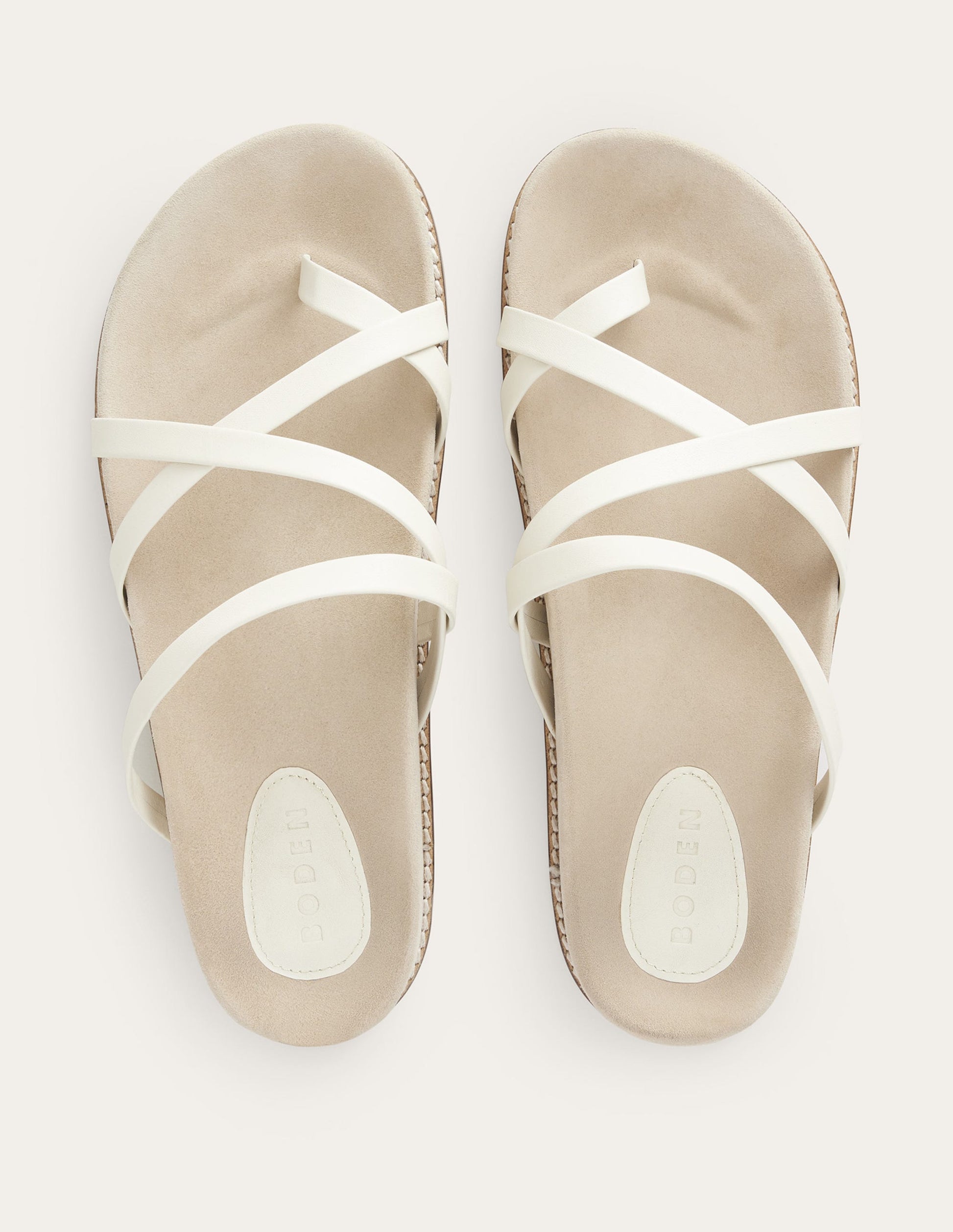 Multi Strap Flat Sandals-Ecru Leather-4