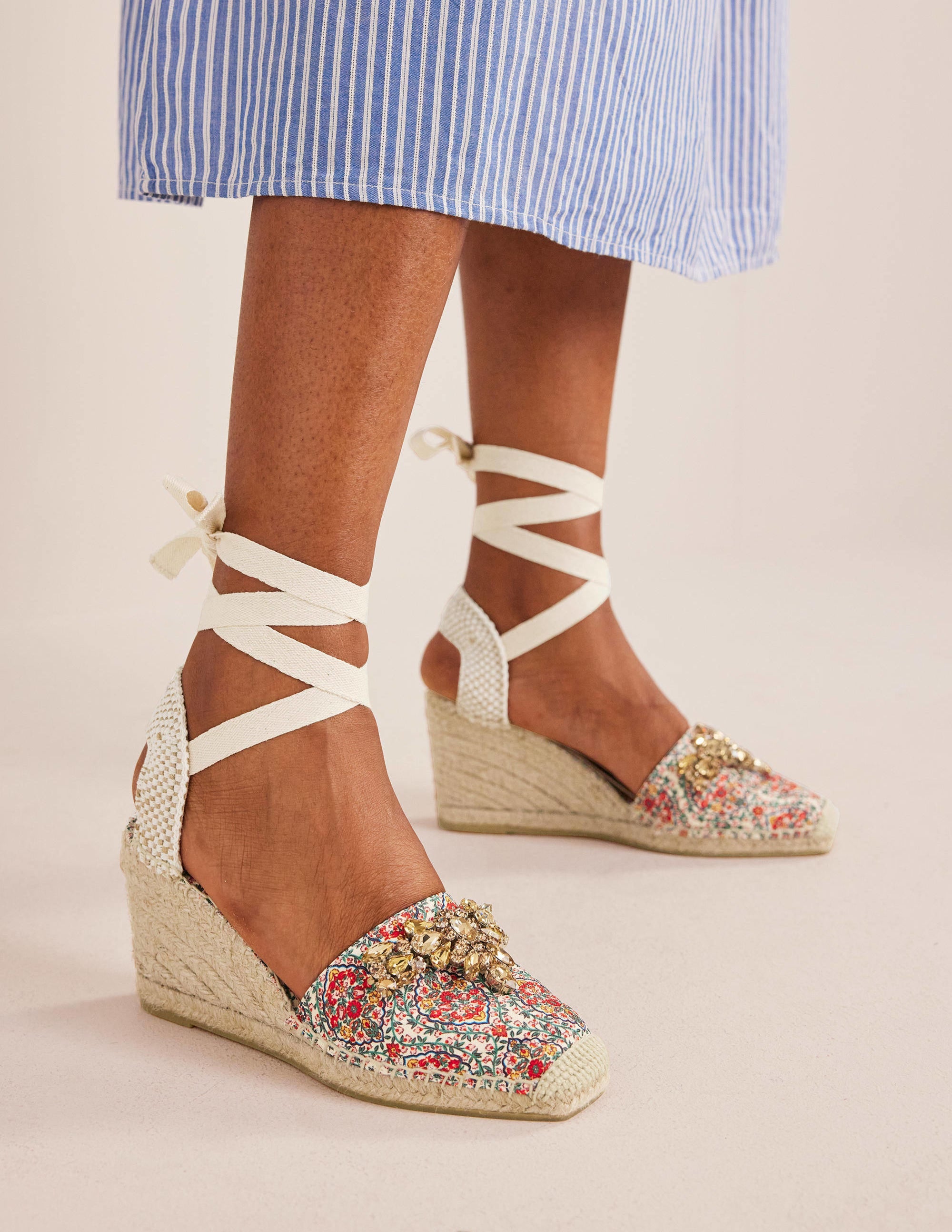Embellished Espadrille Wedges-Multi, Vine Terrace - Image 3