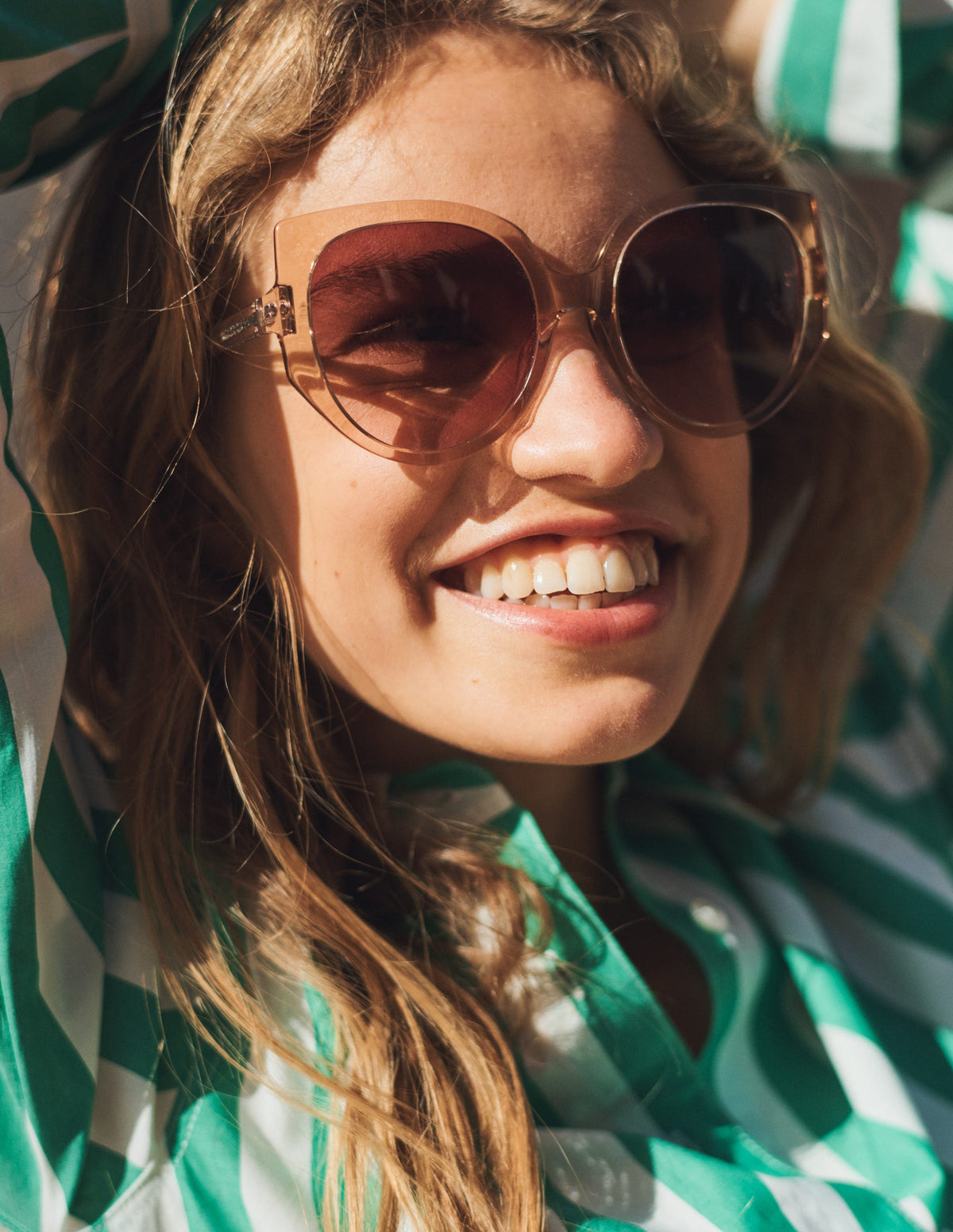 Oversized Cat Eye Sunglasses-Crystal Taupe-5