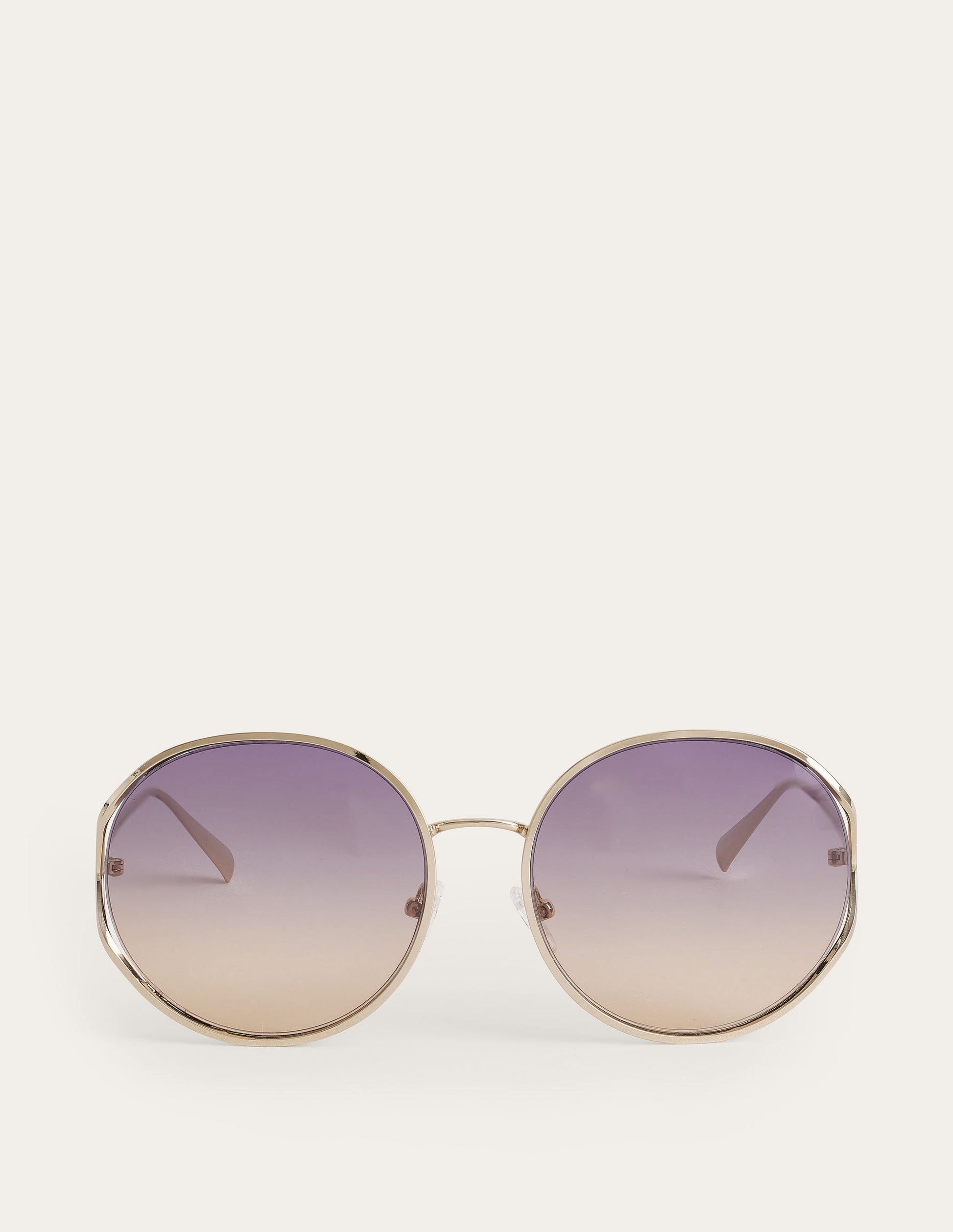 Wire Frame Round Sunglasses-Gold-1