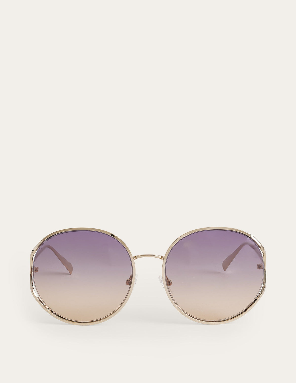 Wire Frame Round Sunglasses-Gold - Image 1