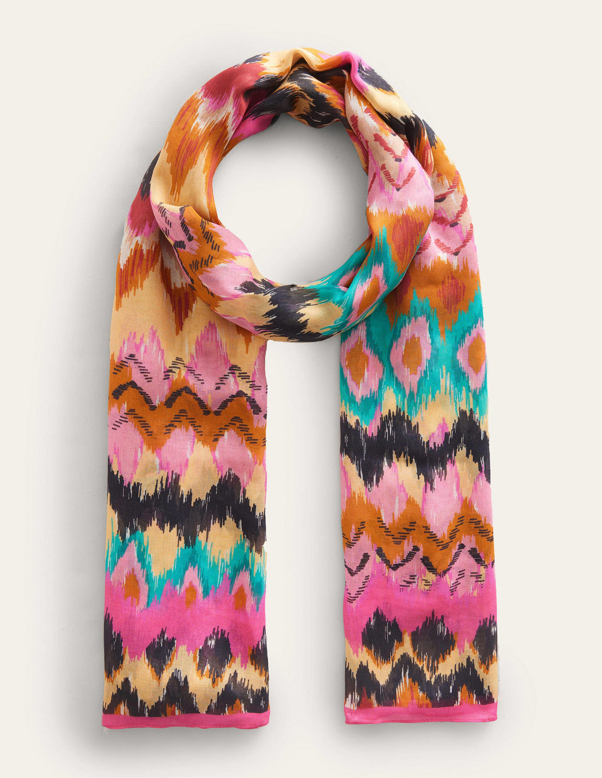 Printed Sarong Scarf-Multi, Ikat - Image 1
