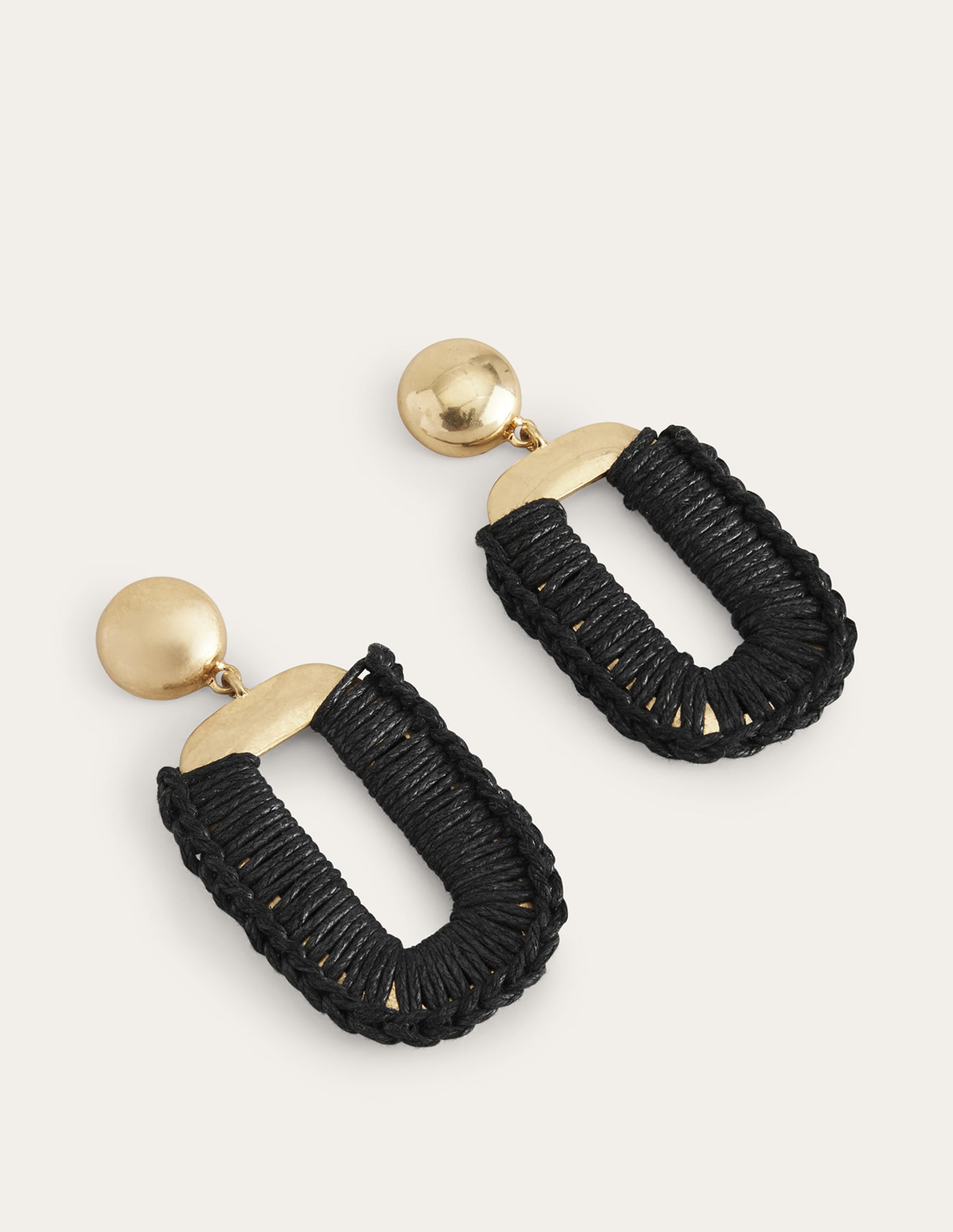 Wrapped Rectangle Earrings-Black - Image 2