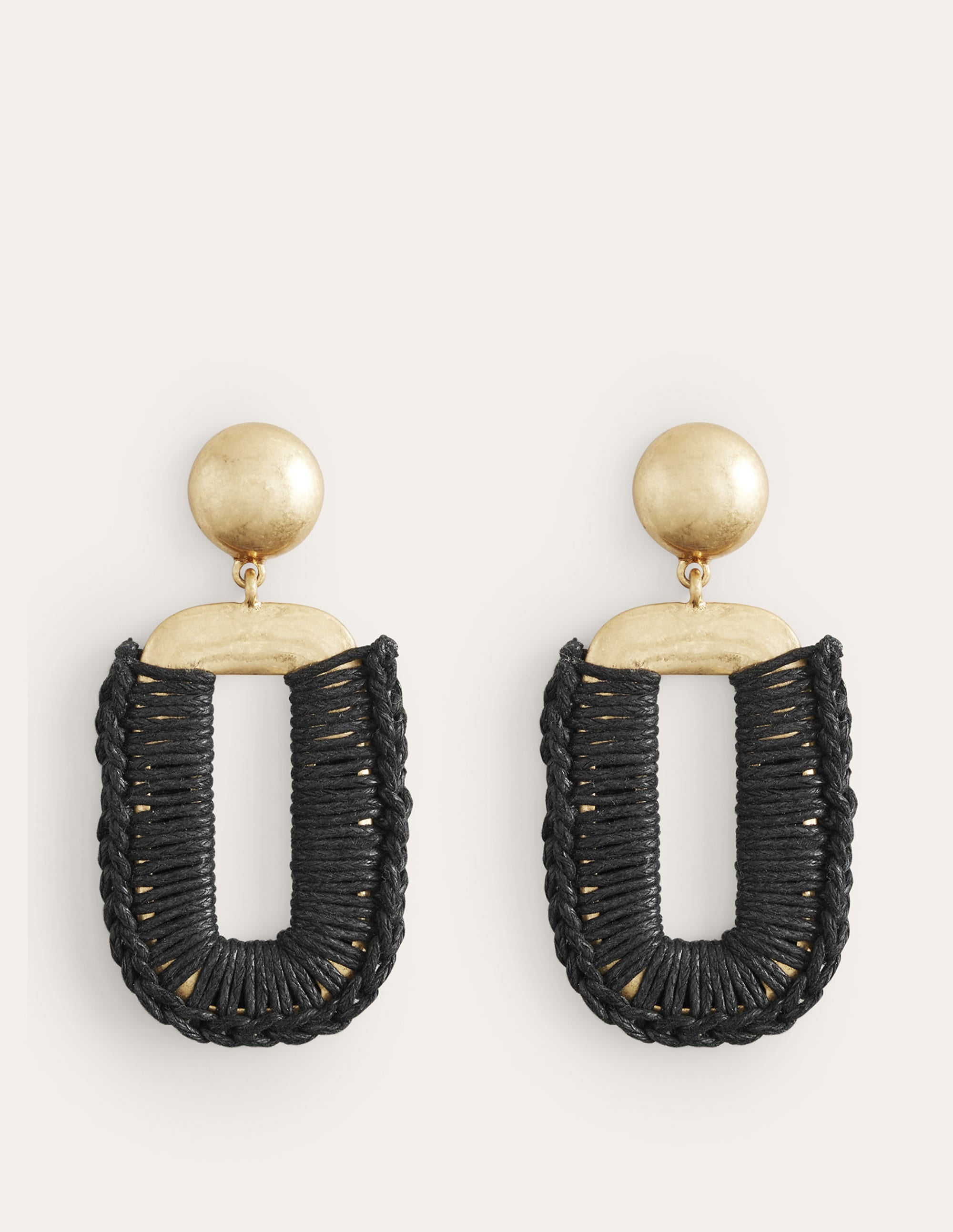 Wrapped Rectangle Earrings-Black - Image 4