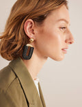 Wrapped Rectangle Earrings-Black