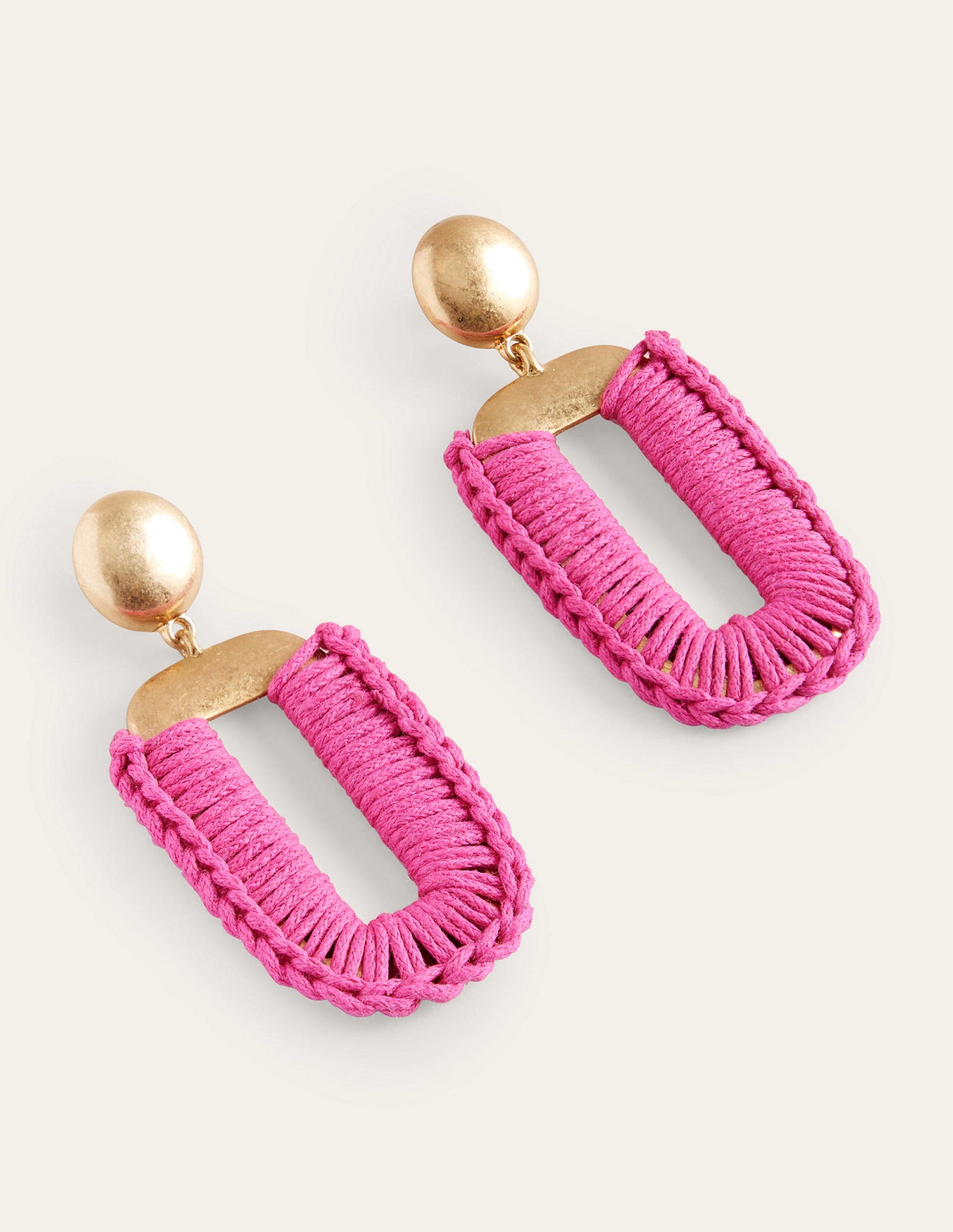 Wrapped Rectangle Earrings-Amazing Pink-2