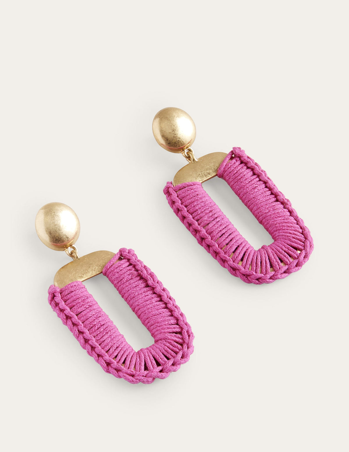 Wrapped Rectangle Earrings-Amazing Pink - Image 3