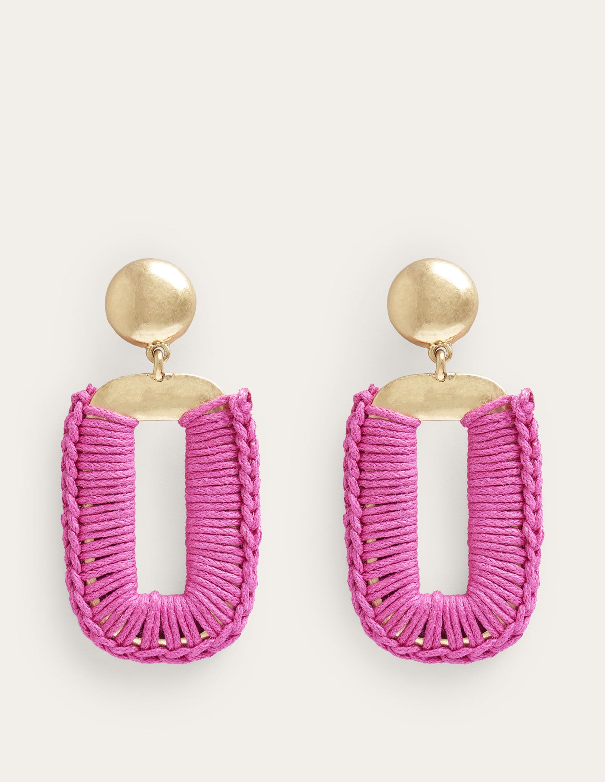 Wrapped Rectangle Earrings-Amazing Pink-4