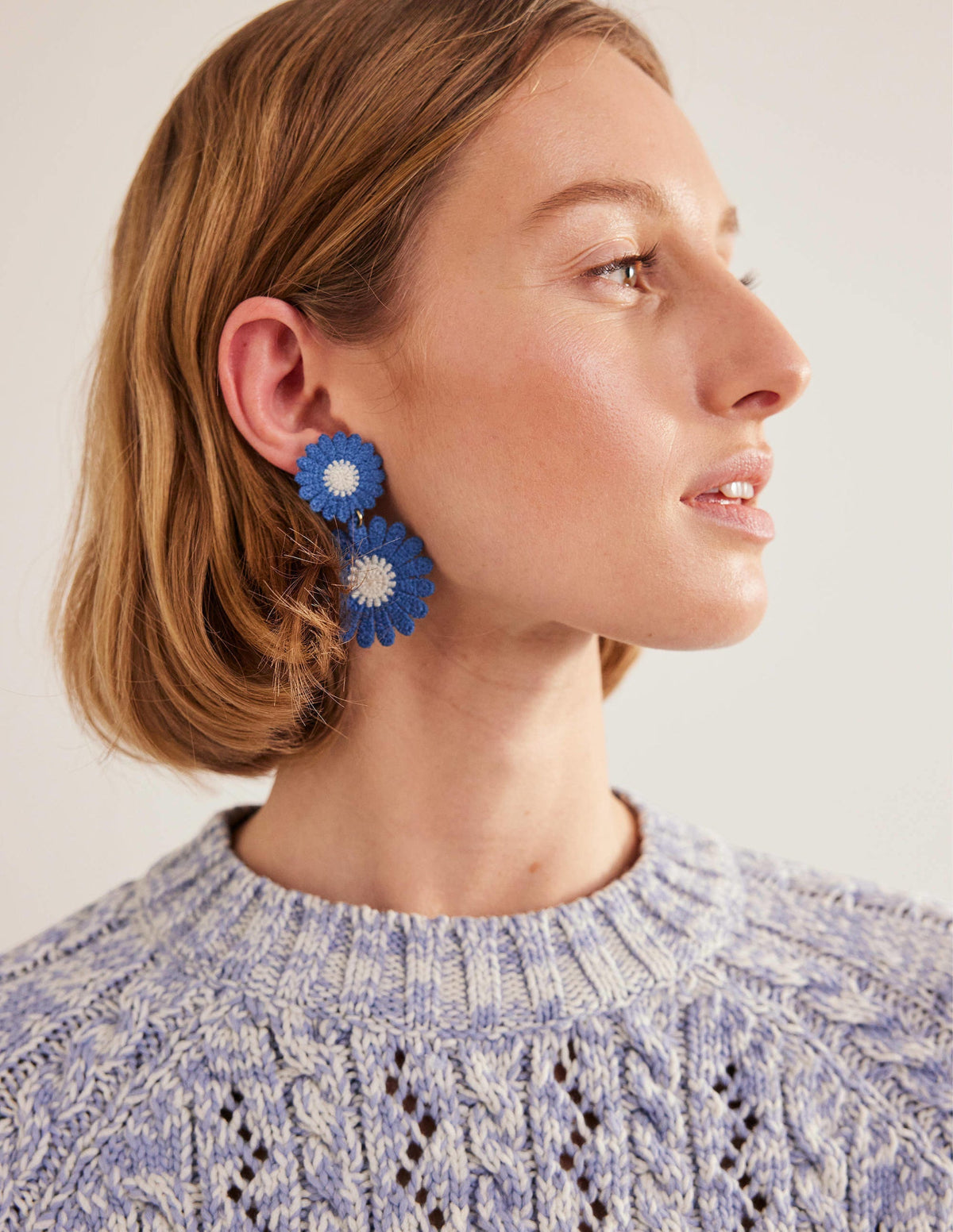 Floral Lace Earrings-Blue-1