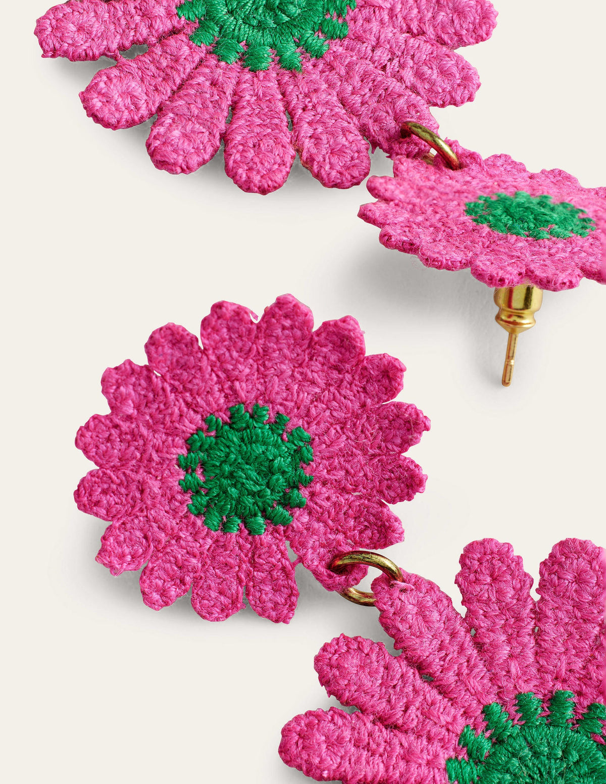 Floral Lace Earrings-Pink - Image 3