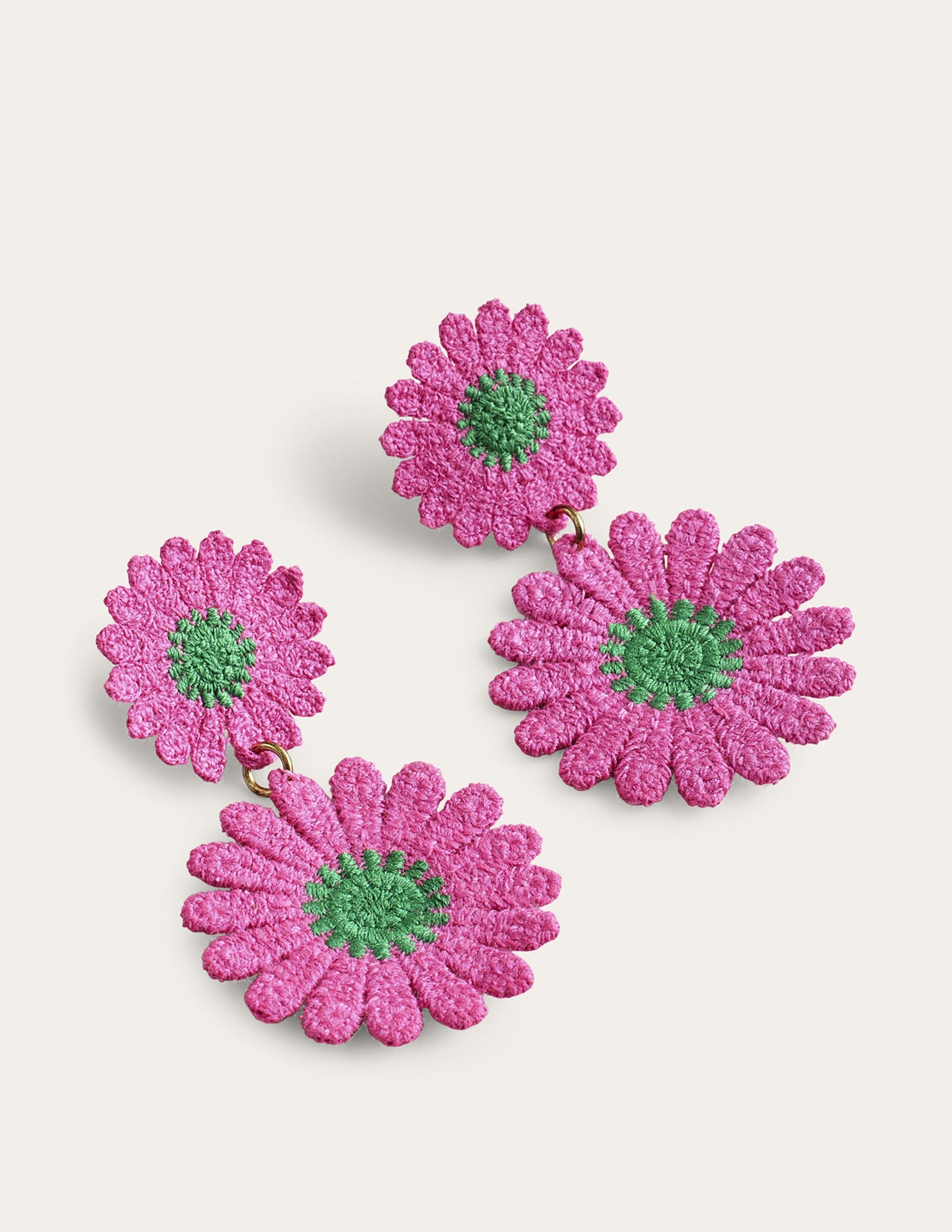 Floral Lace Earrings-Pink-2