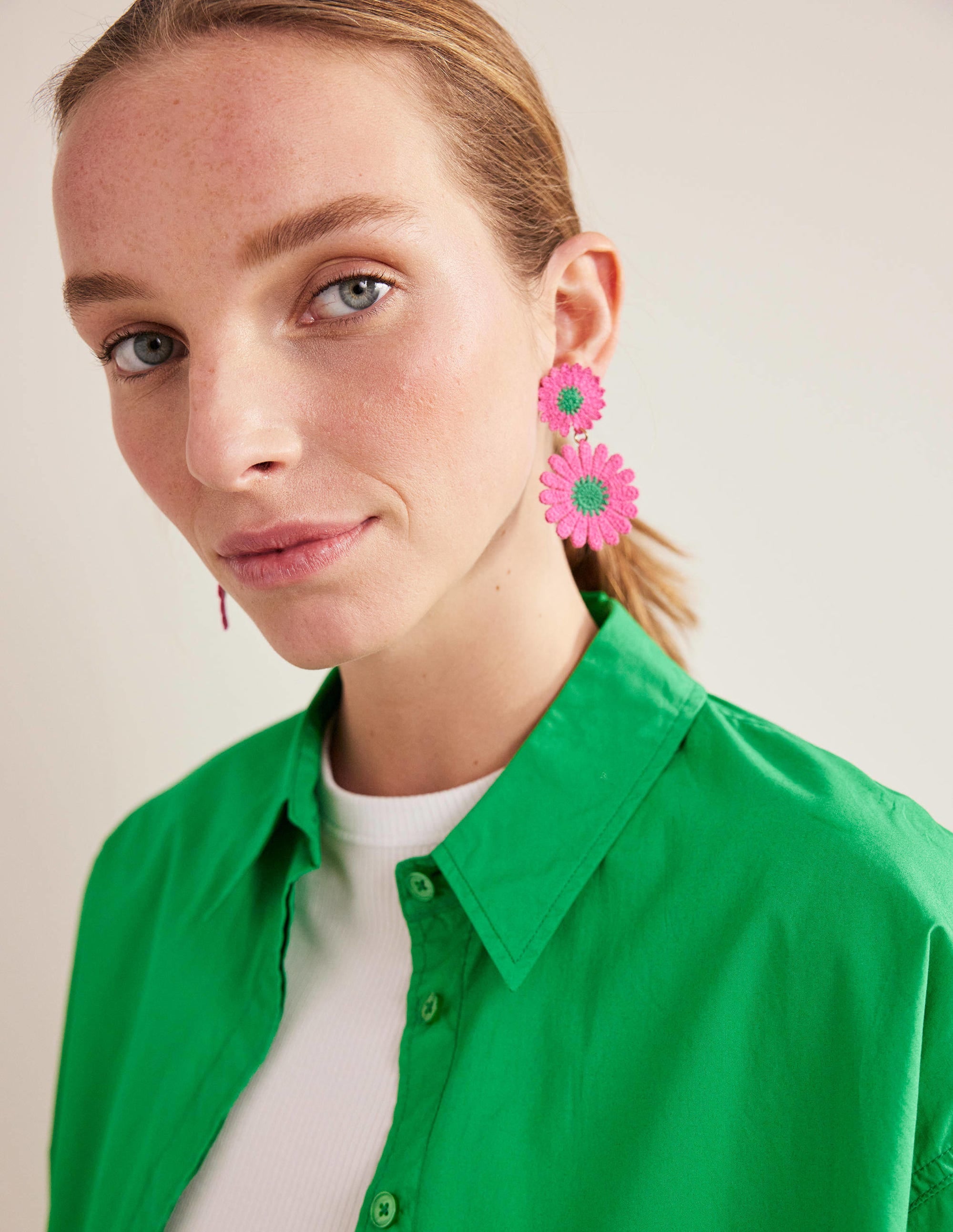 Floral Lace Earrings-Pink - Image 1