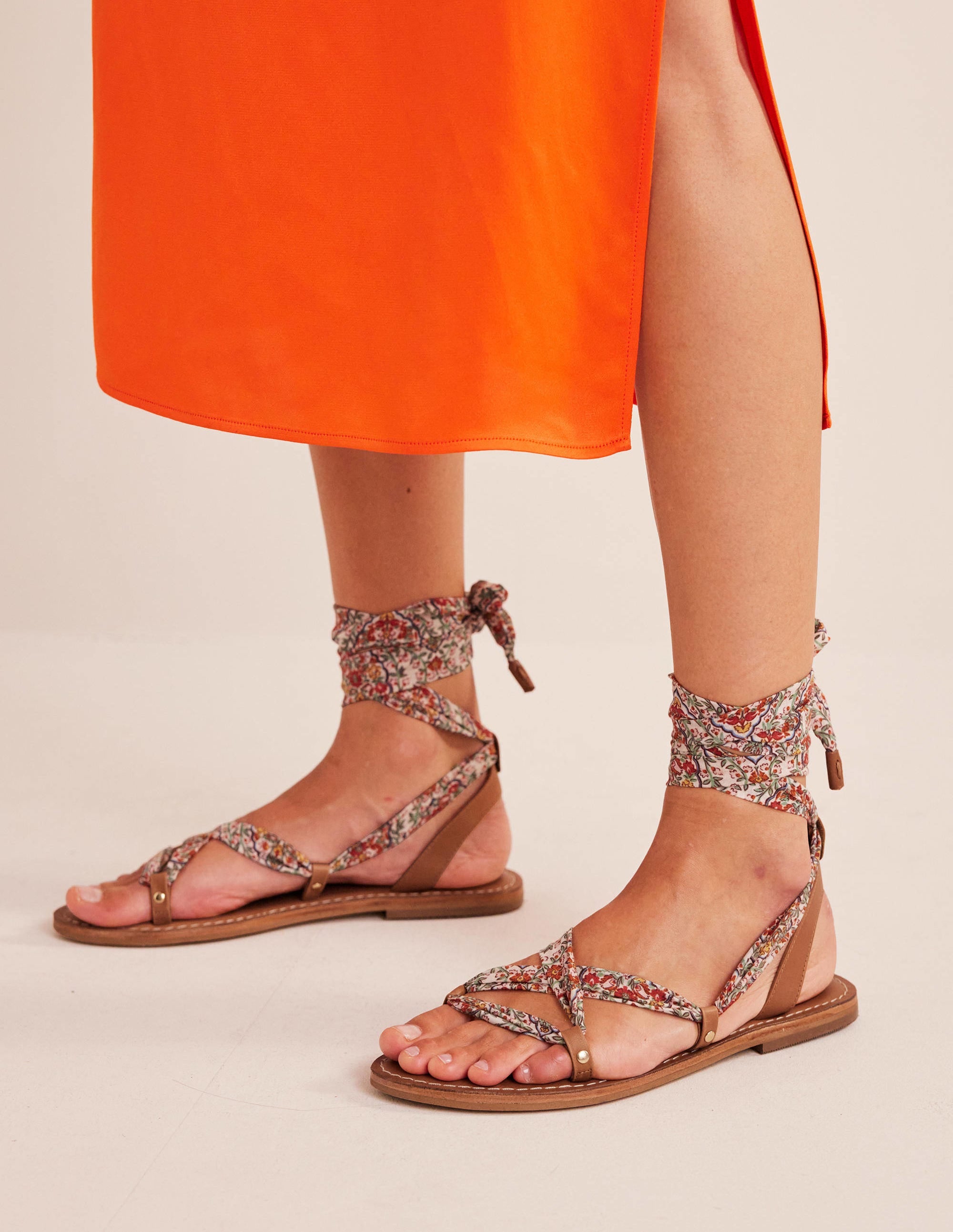 Scarf Wrap Sandals-Multi, Vine Terrace/ Tan - Image 2