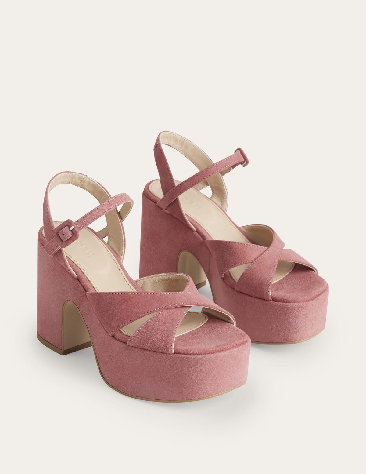 Cross Strap Platform Wedges-Blush Suede - Image 3