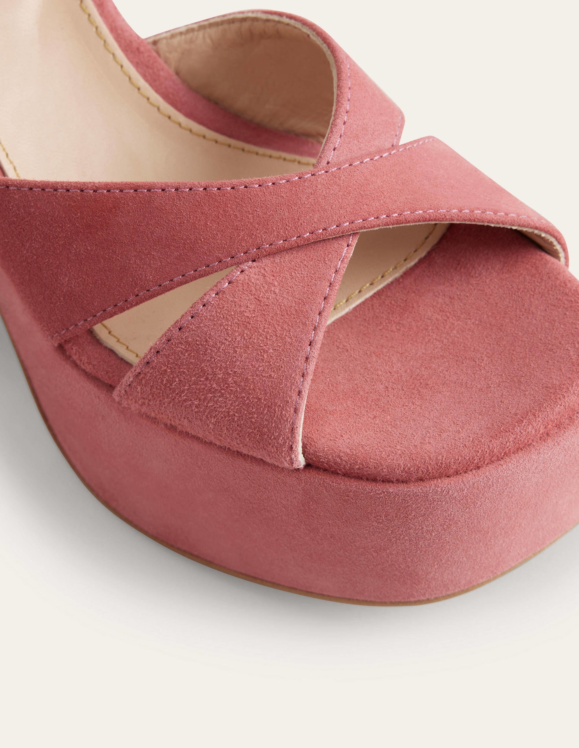 Cross Strap Platform Wedges-Blush Suede - Image 4