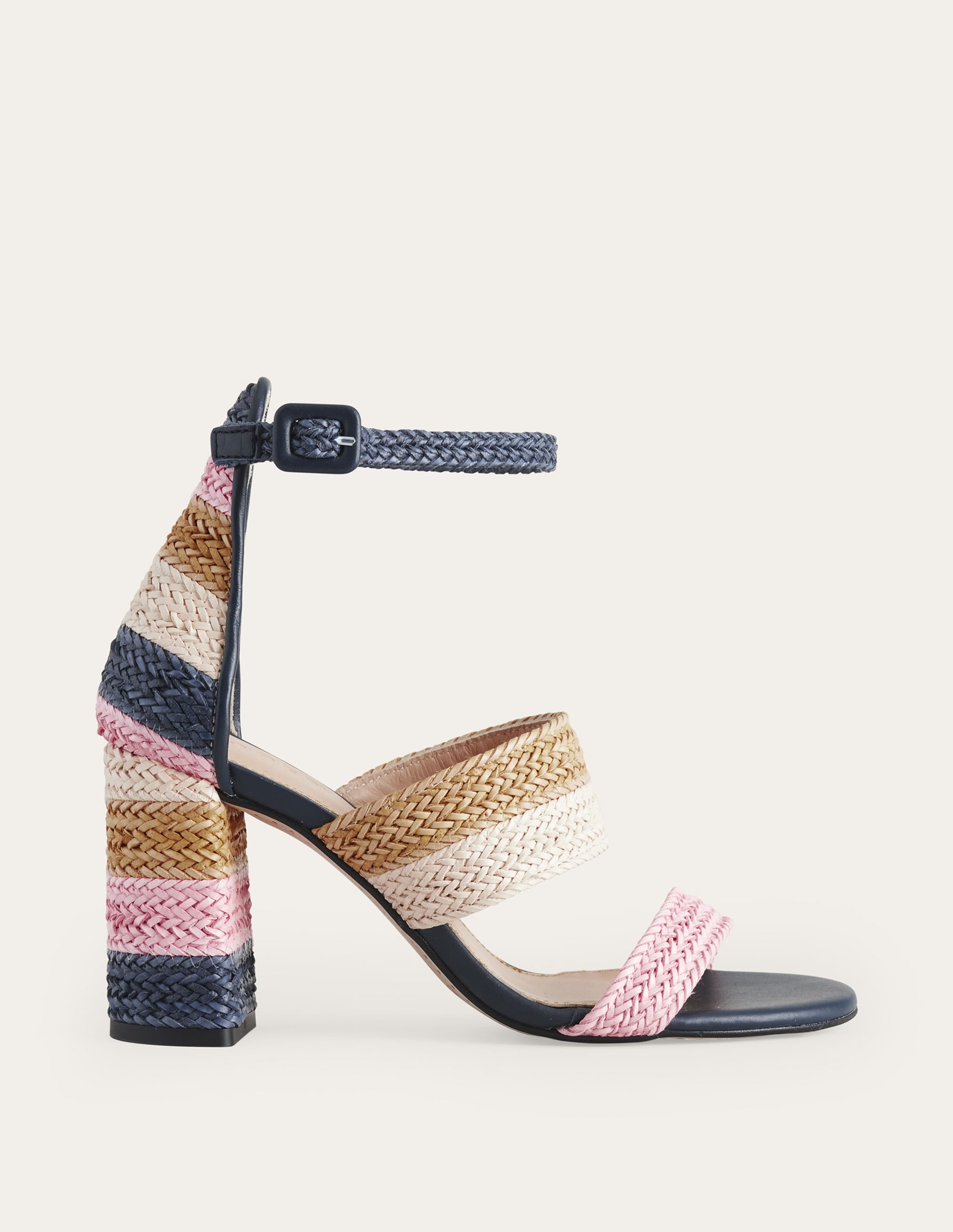 Woven Striped Heeled Sandals-Multi - Image 2