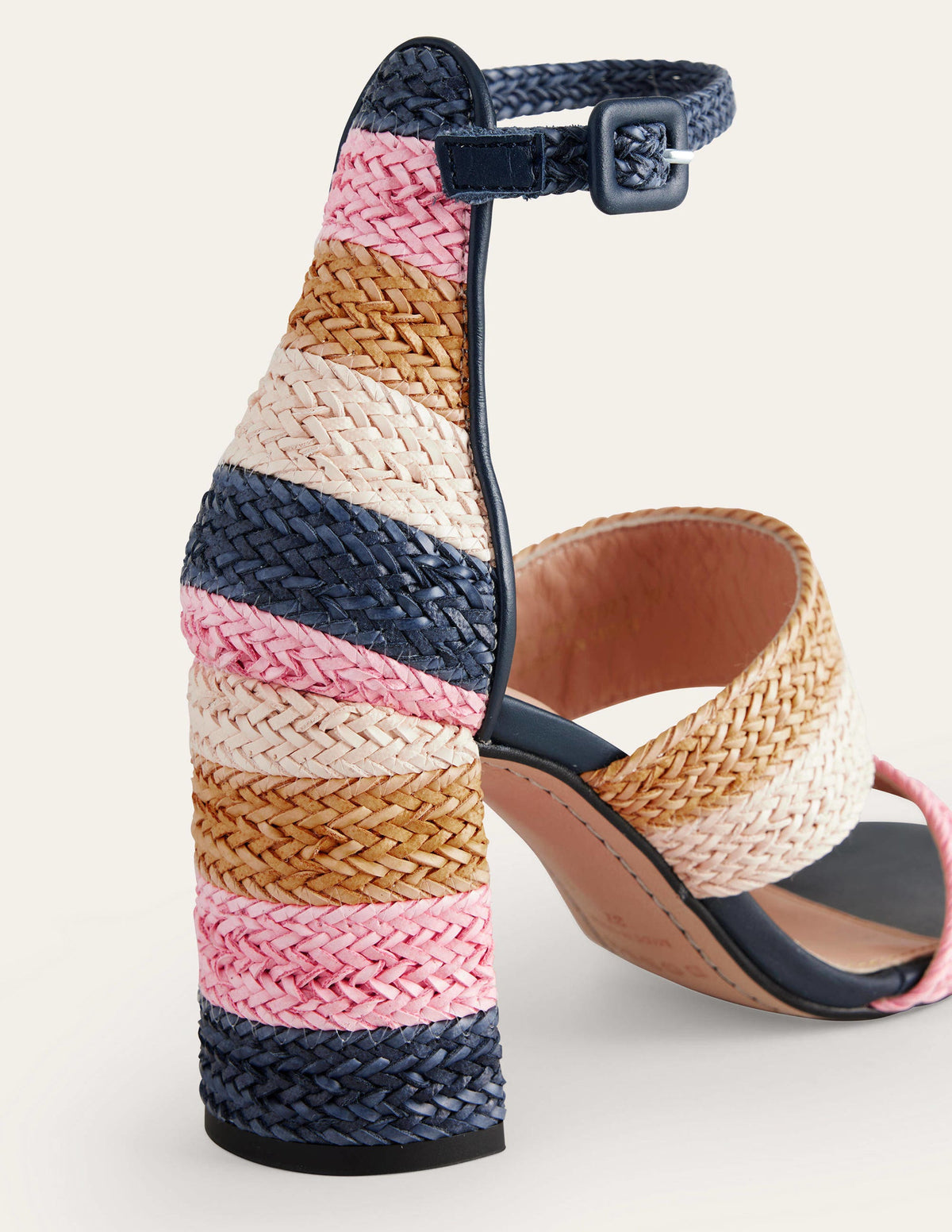 Woven Striped Heeled Sandals-Multi - Image 4