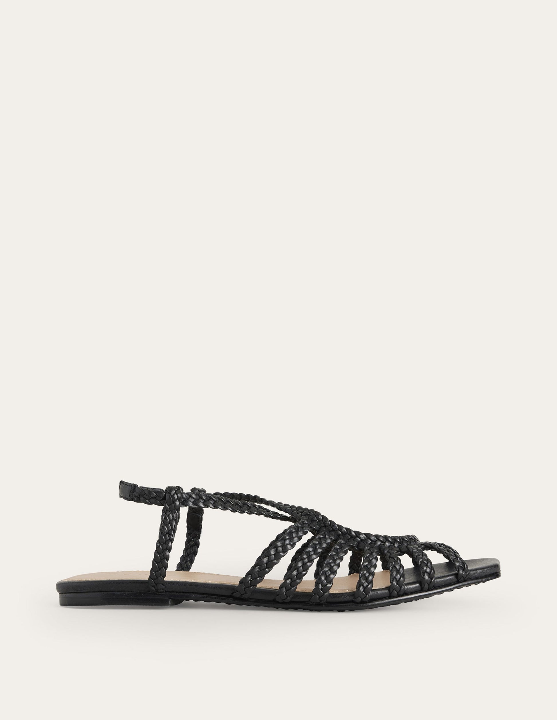 Woven Multistrap Flat Sandals-Black-2