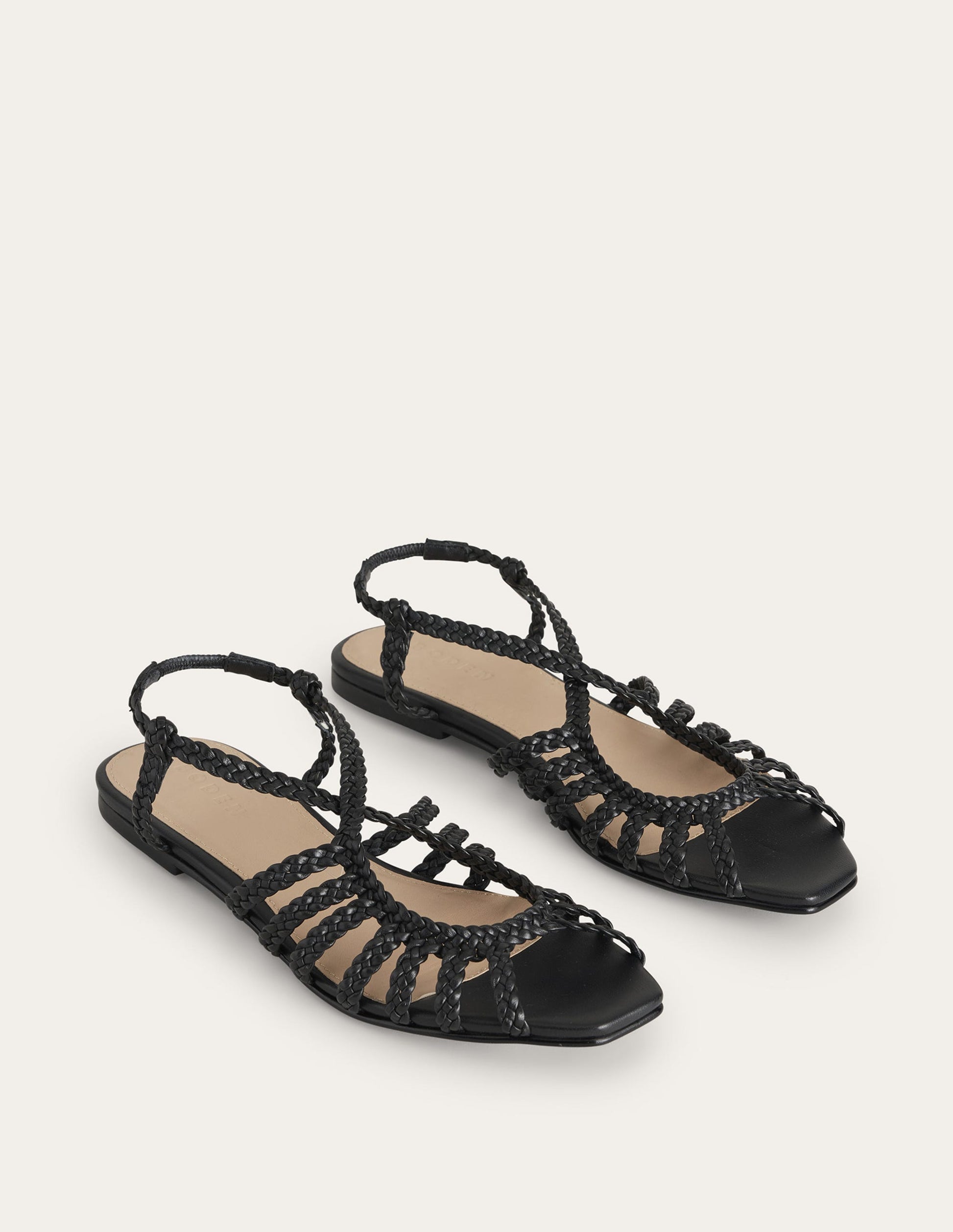 Woven Multistrap Flat Sandals-Black-3